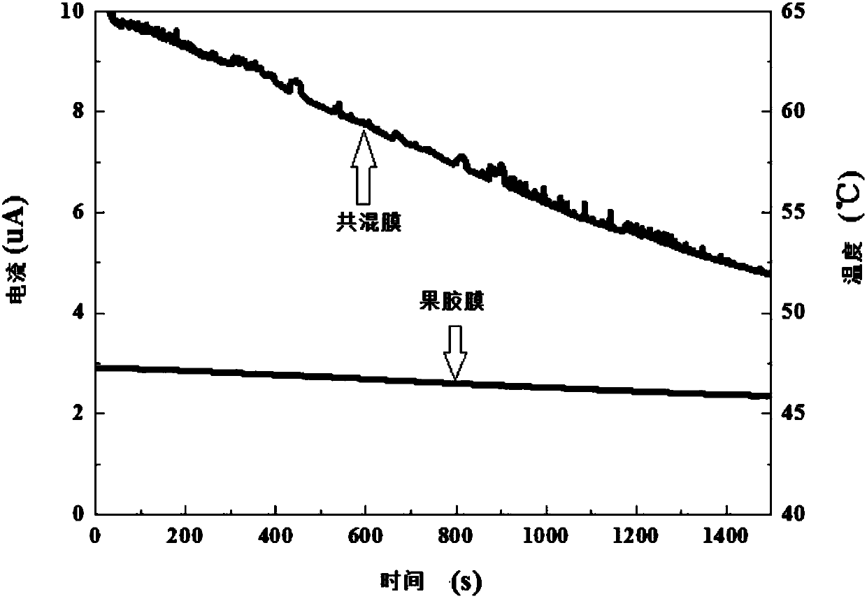 Flexible temperature sensor based on pectin/xanthan gum blend film and preparation method thereof