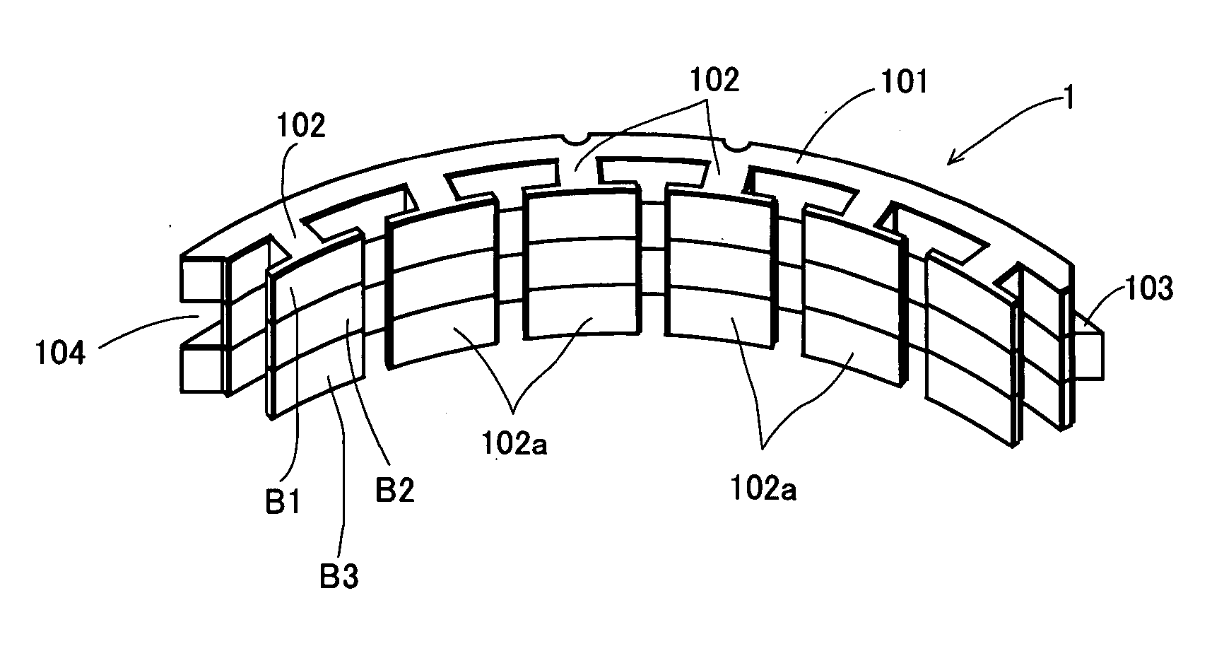 Stator for inner rotor type rotating electric machine