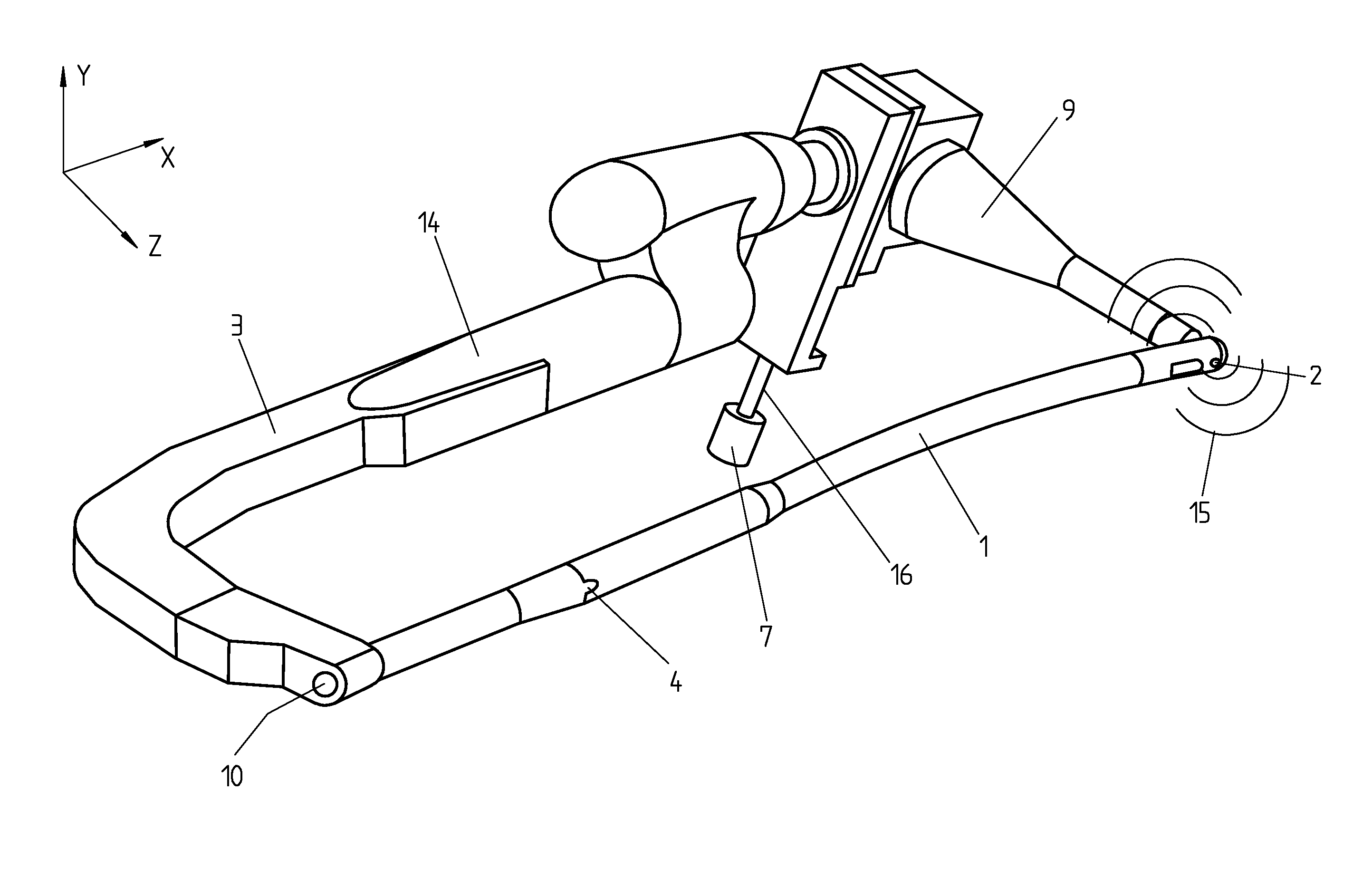Device for positioning and adjusting a viewing axis