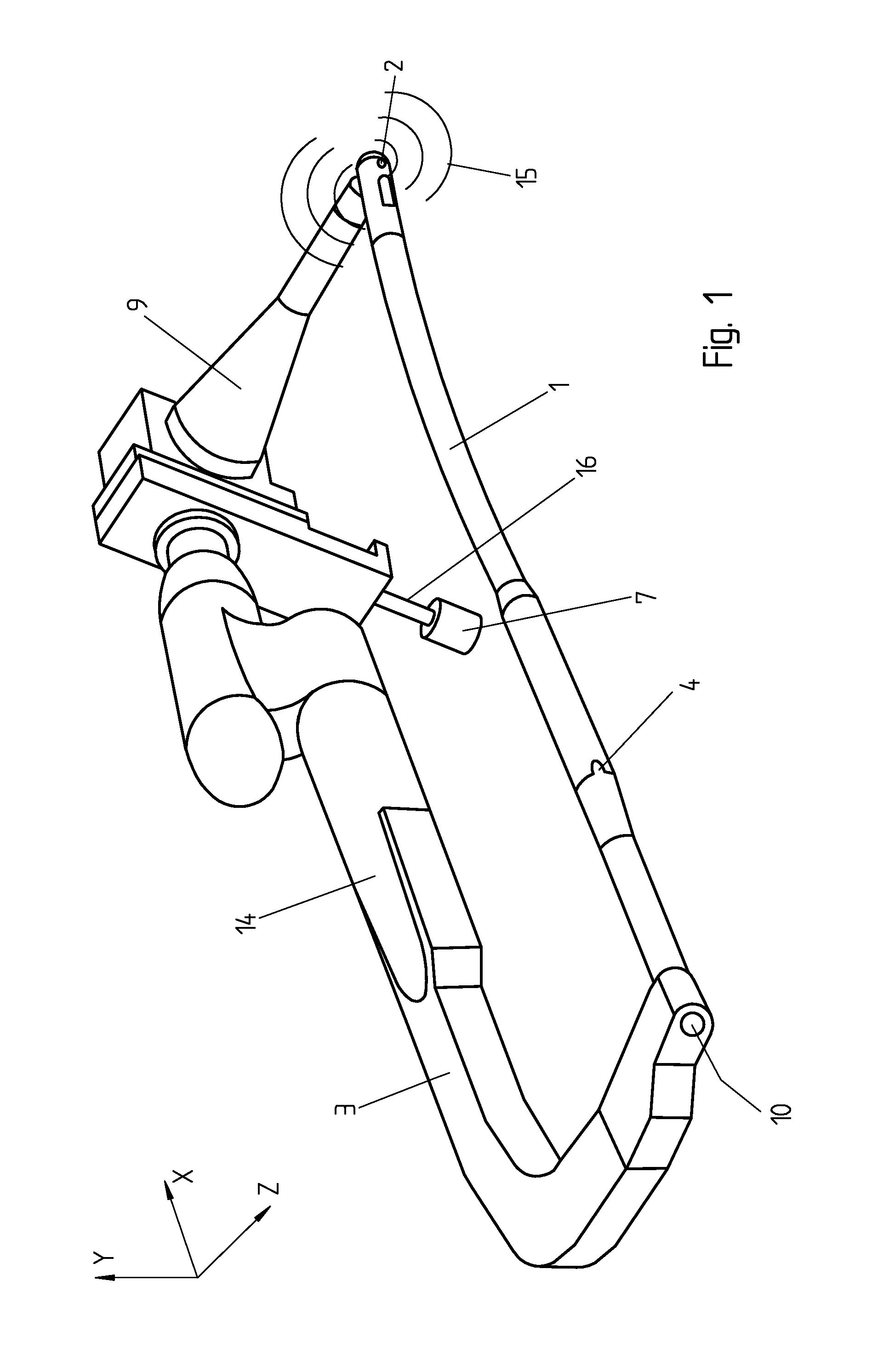 Device for positioning and adjusting a viewing axis