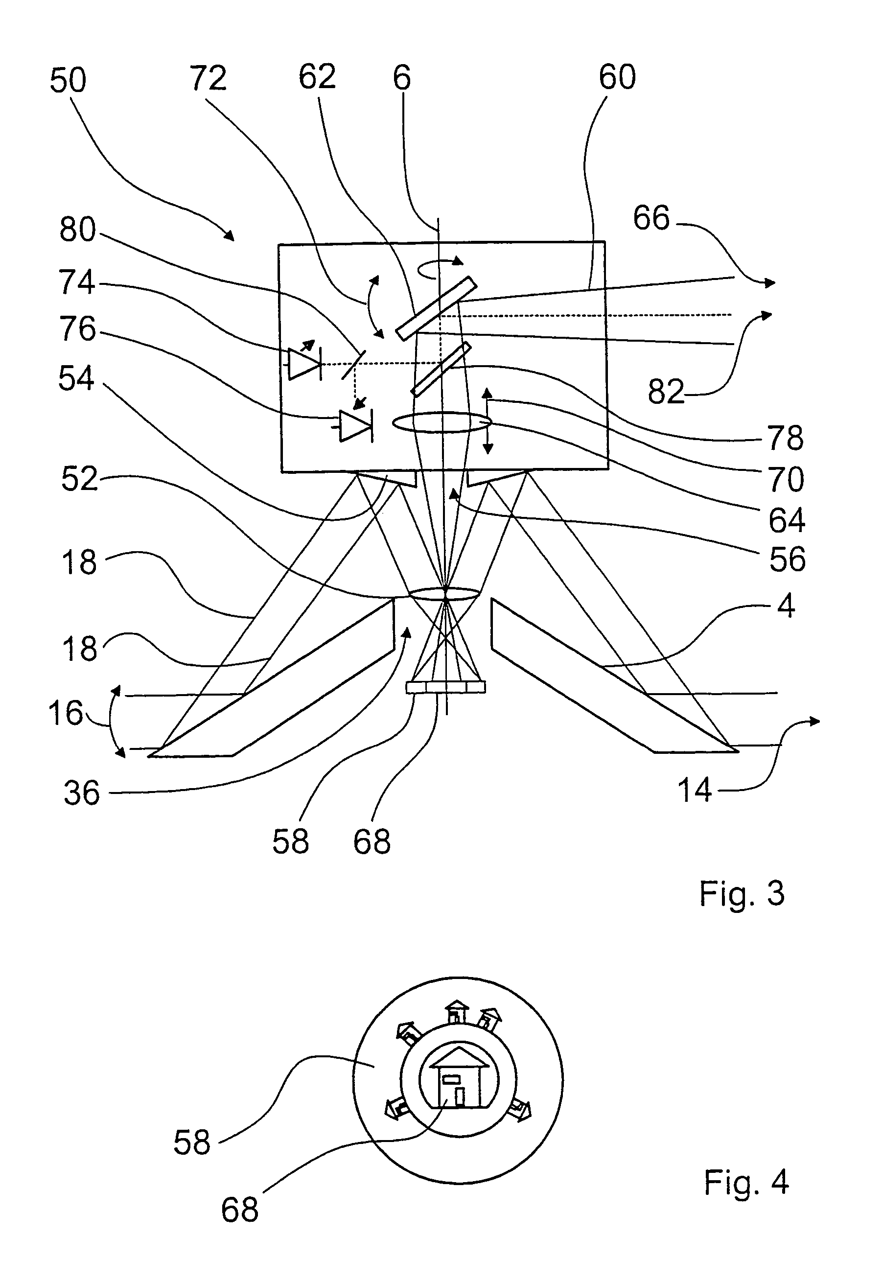 Camera system for monitoring a solid angle region and for detection of detailed information from the solid angle region