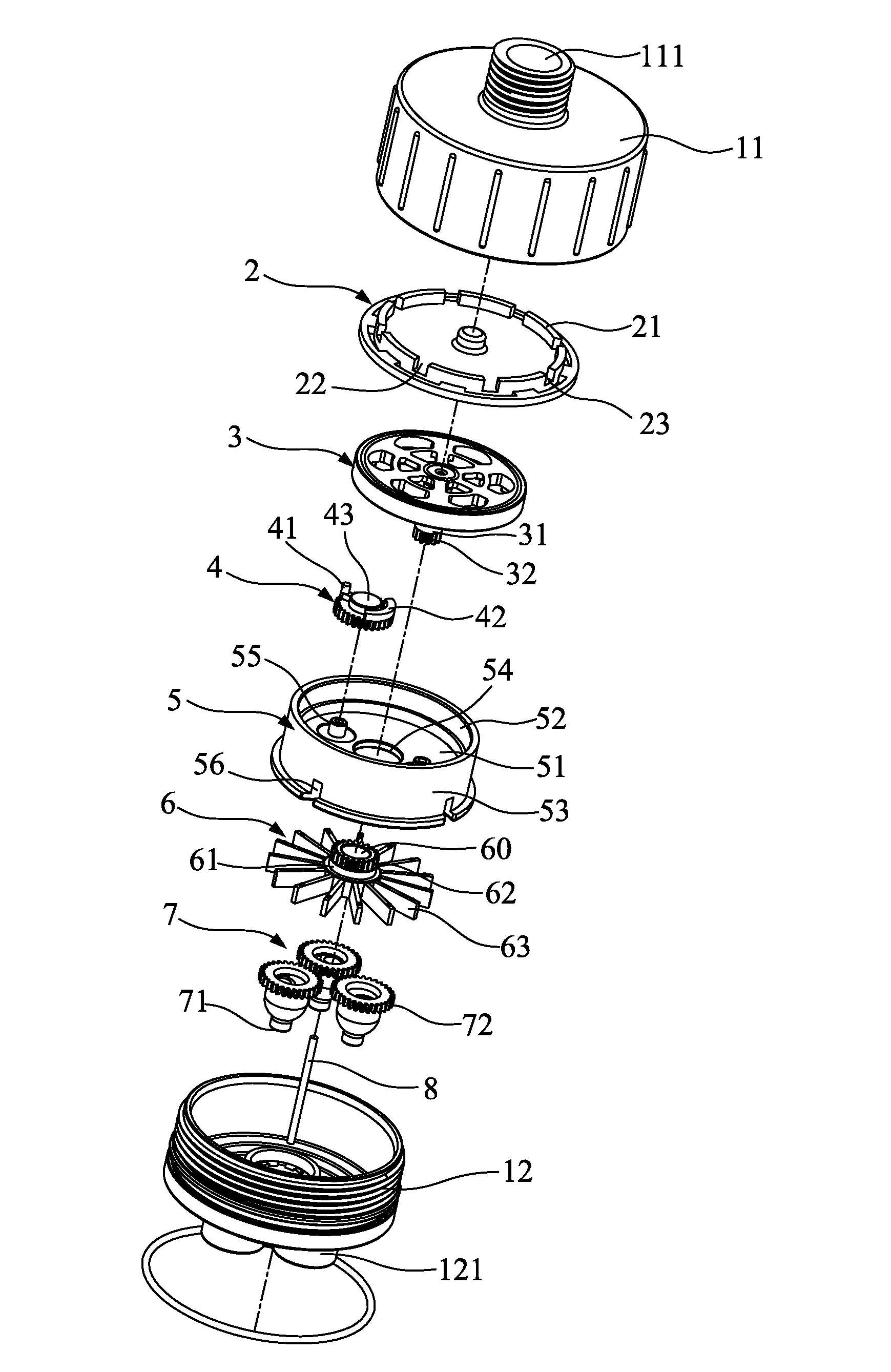 Shower water rotating structure