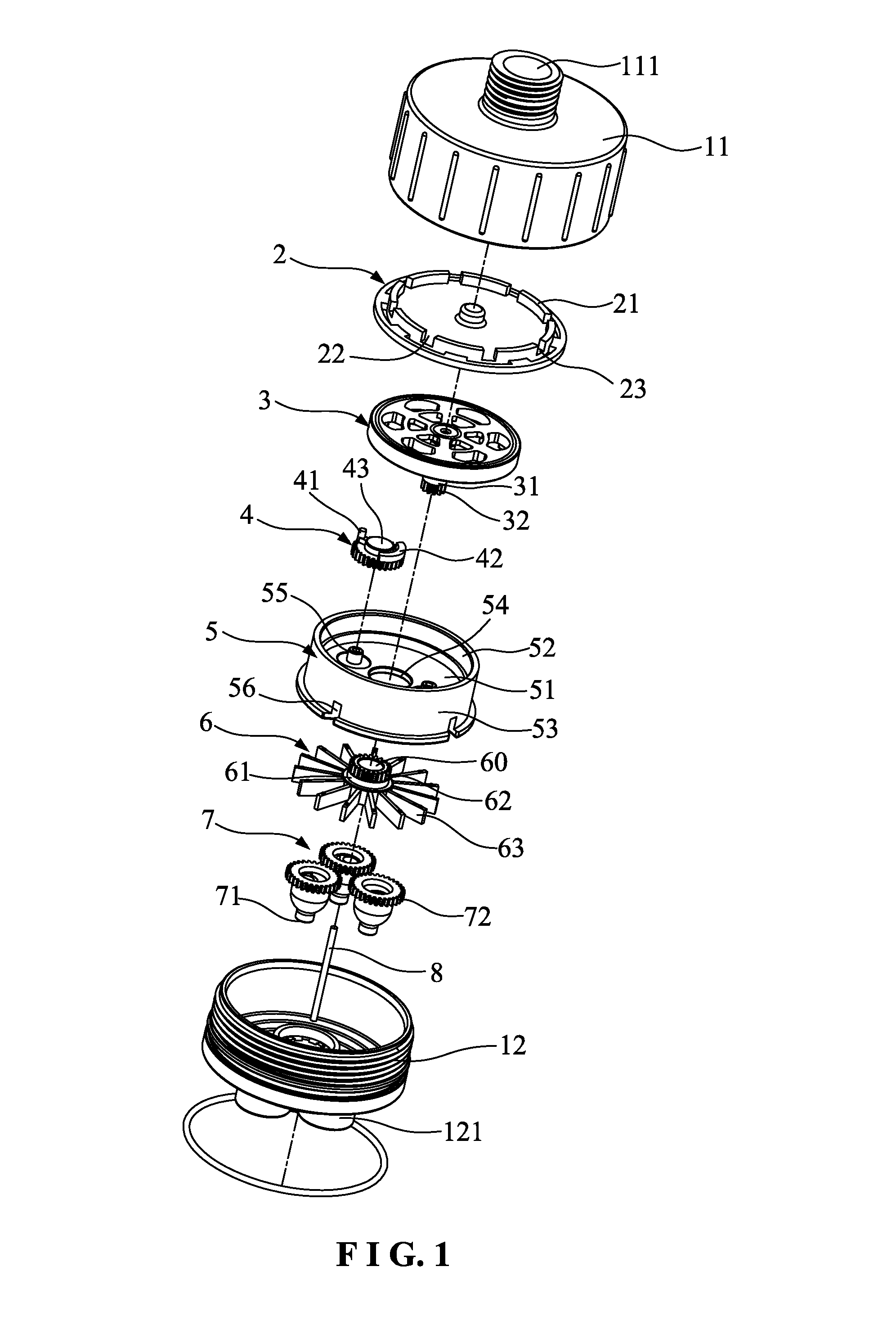 Shower water rotating structure