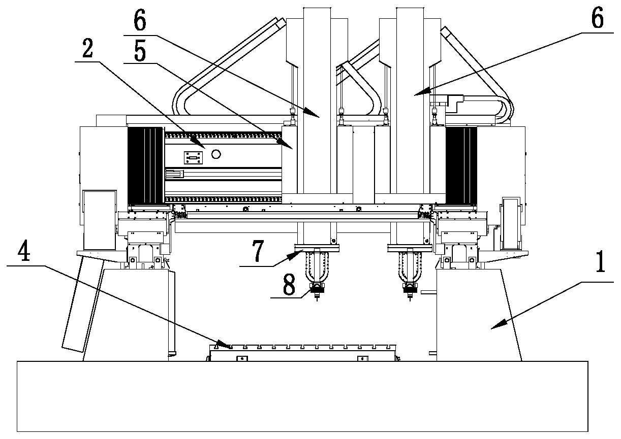 Double-beam high-speed milling machine tool