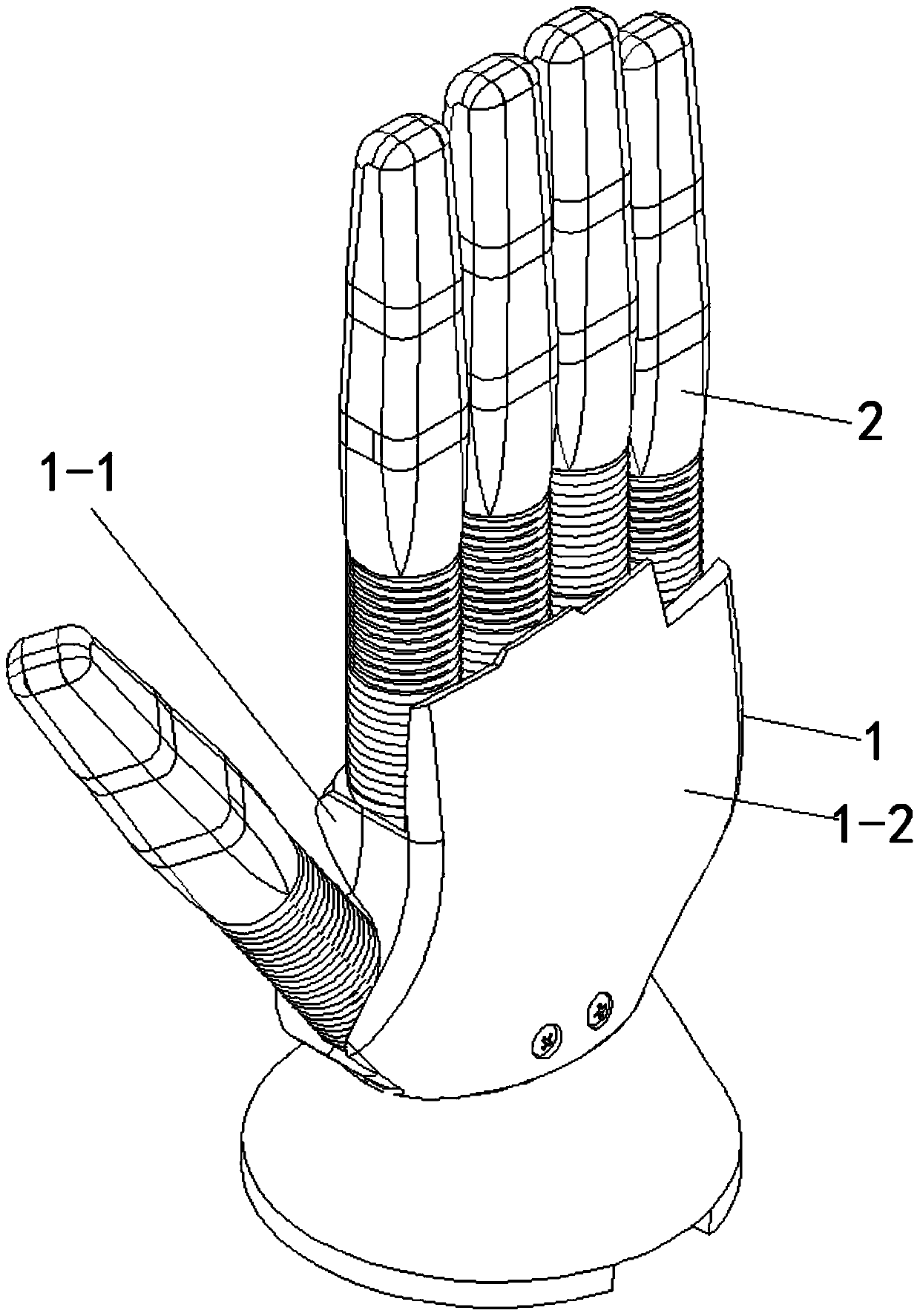 Multi-degree of freedom human-simulated rigid-flexible mixing hand and manufacturing technology thereof