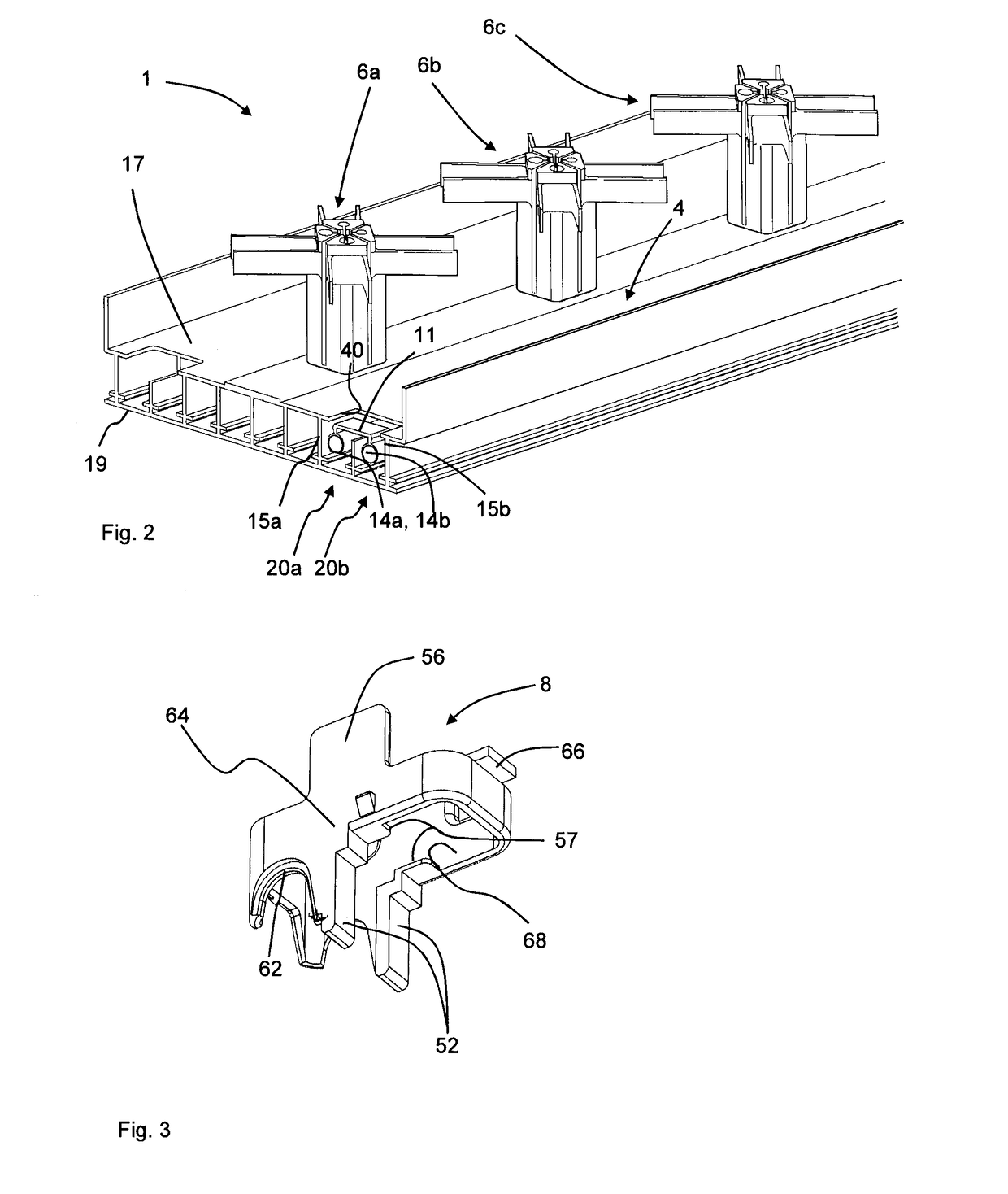 Antenna feeding network comprising at least one holding element