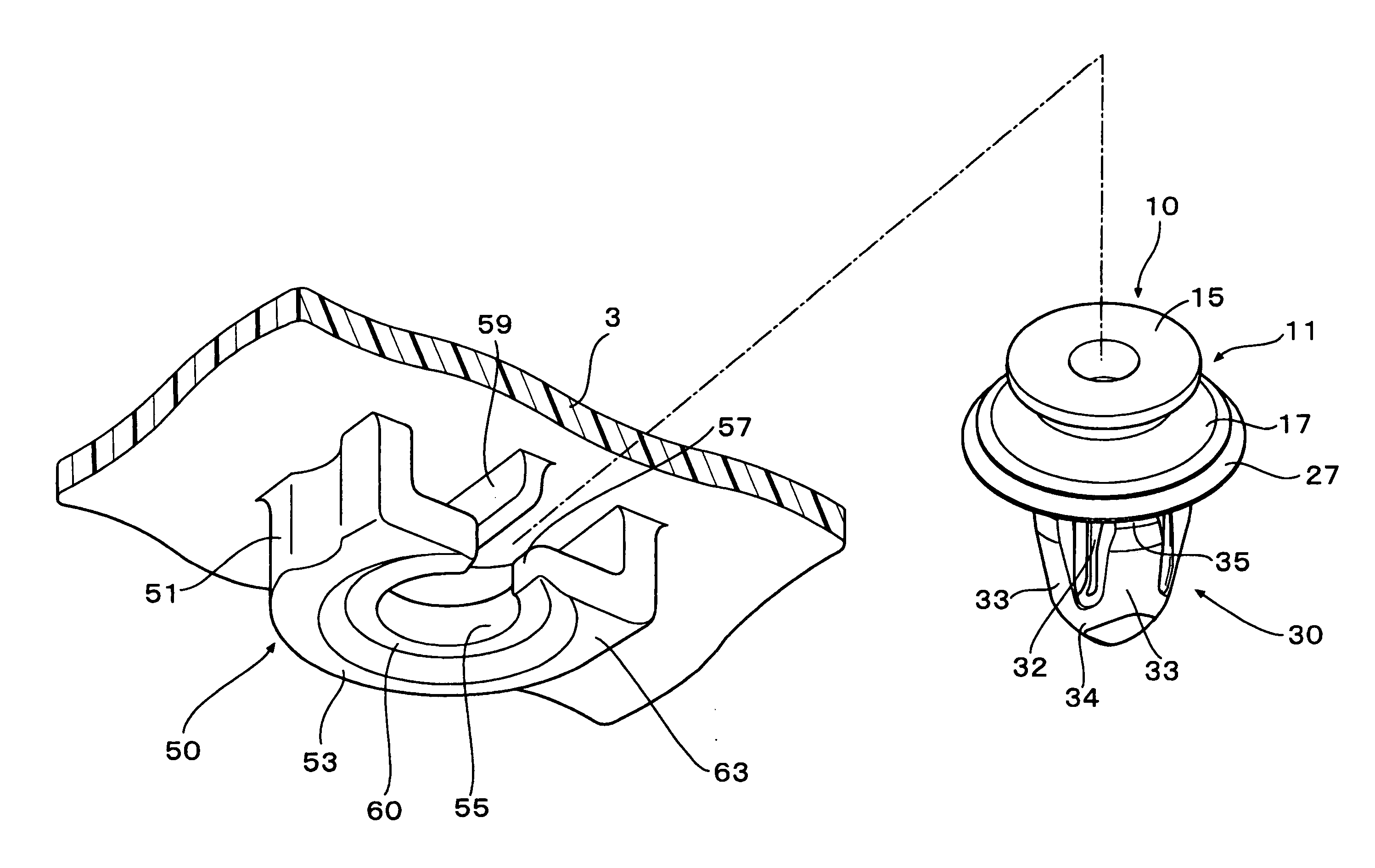 Assembling structure of clip and mounting member