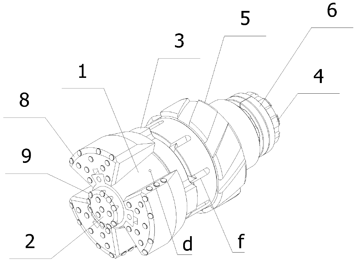 Split-type major-diameter air reverse circulation down hole hammer bottom reaming drill bit
