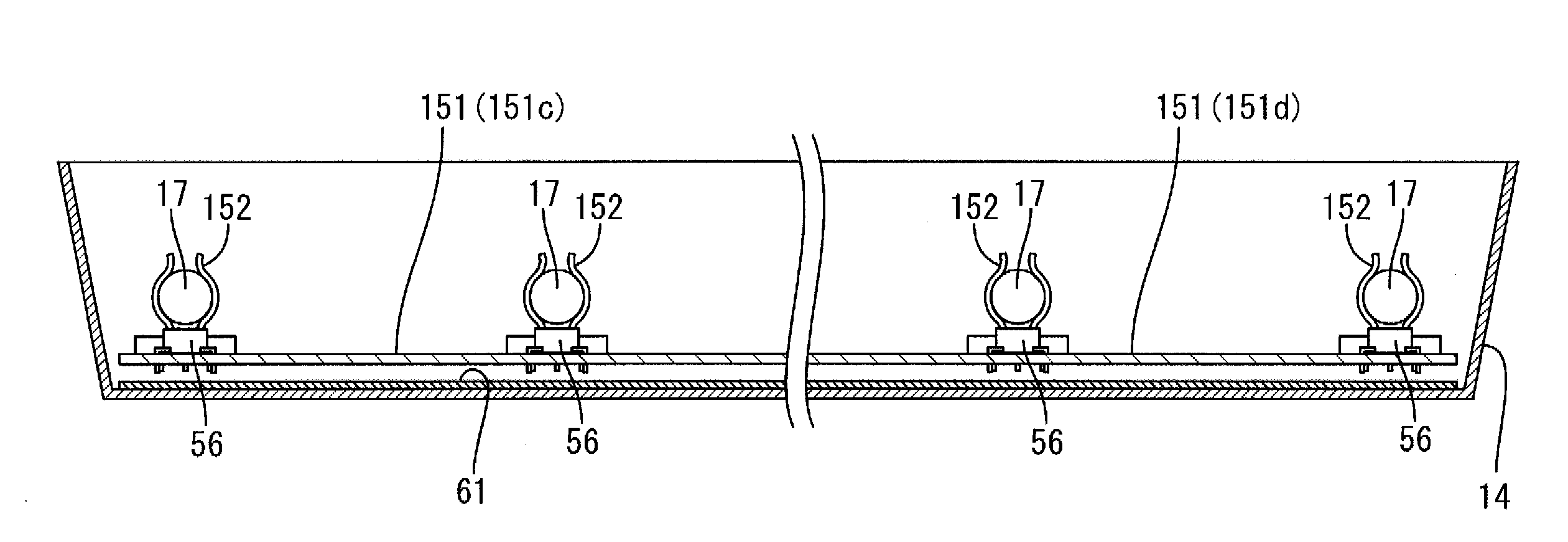 Lighting device for display device, display device, and television receiver