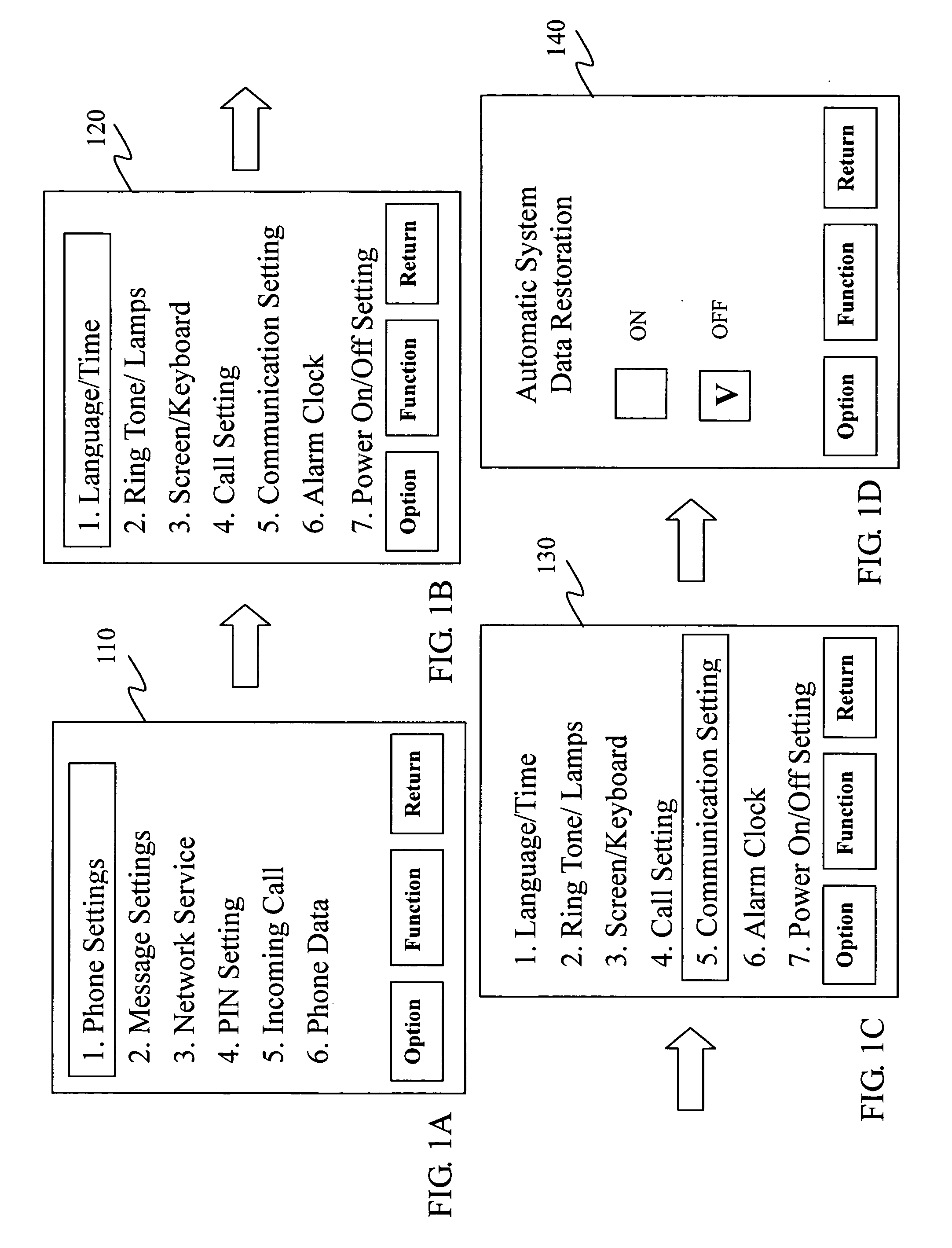 Method for restoring automatically an original setting in a mobile device