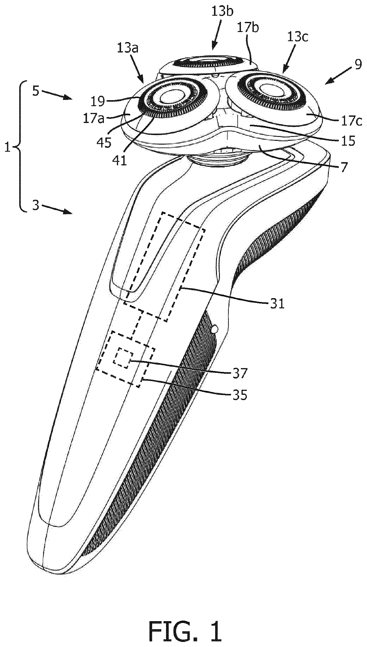 External cutting member of a shaving device having hair-guiding elements with thickness profile