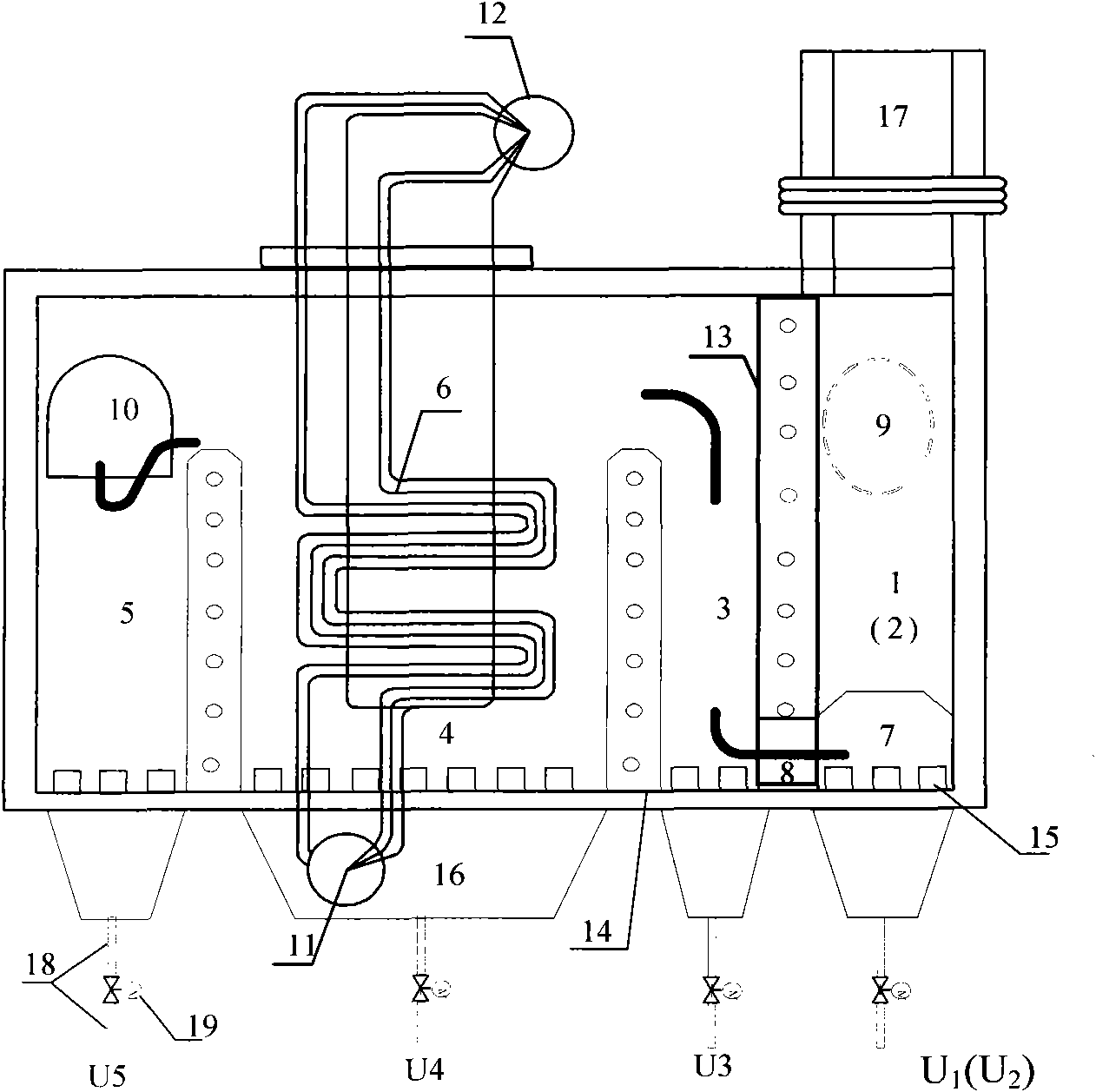 Current-equalizing pneumatic heat exchanging bed