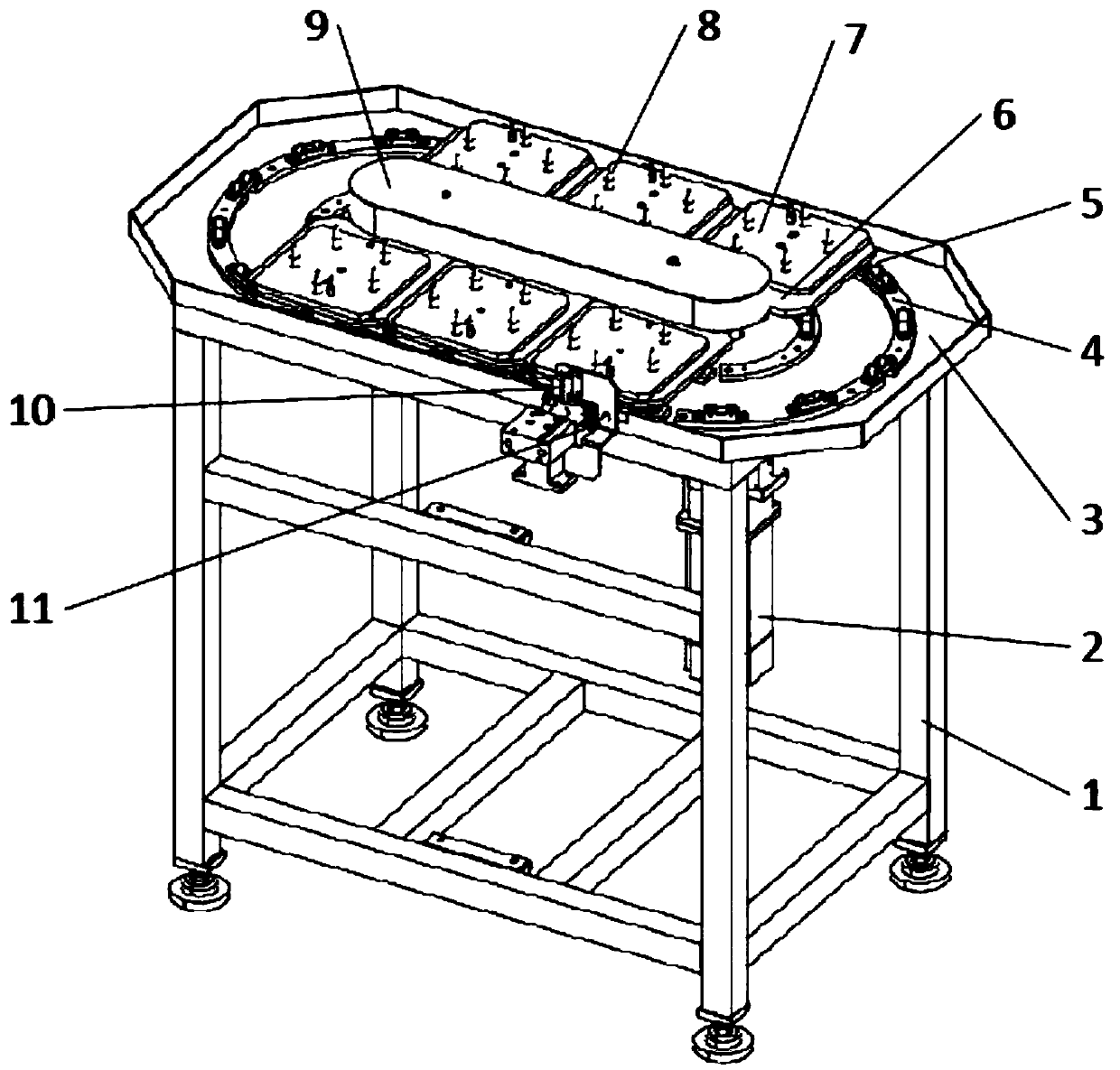 Transmission chain type feeding positioning mechanism