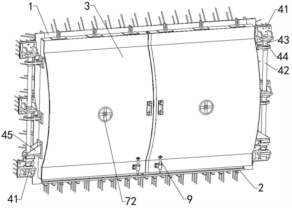 Double-leaf steel structure arch pulling plate protective air-tight door and air-tight method thereof