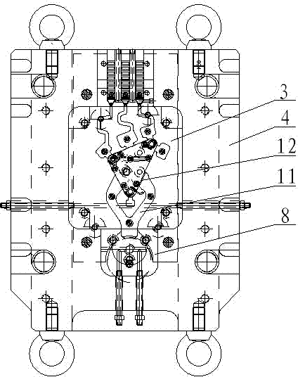 Die-casting pouring method for left engine mounting bracket and mold thereof