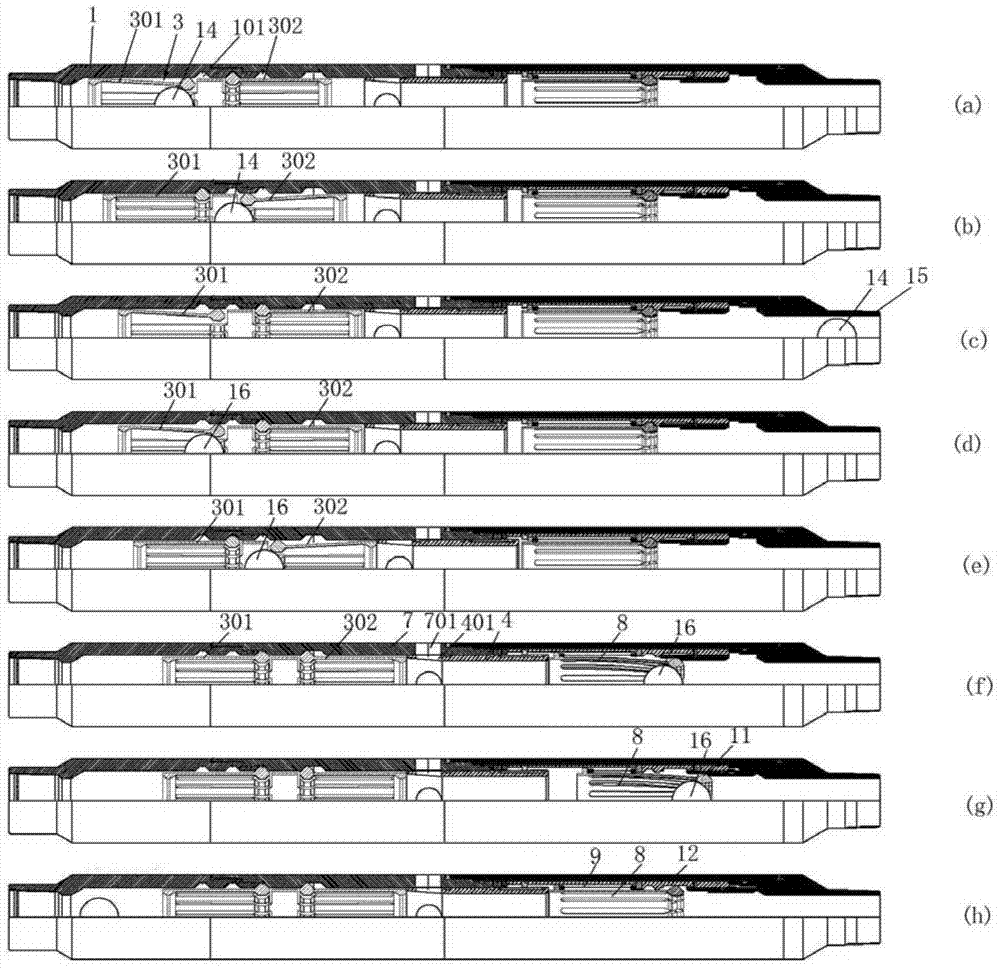 A kind of mechanical or hydraulic trigger infinite stage segmented transformation sliding sleeve device