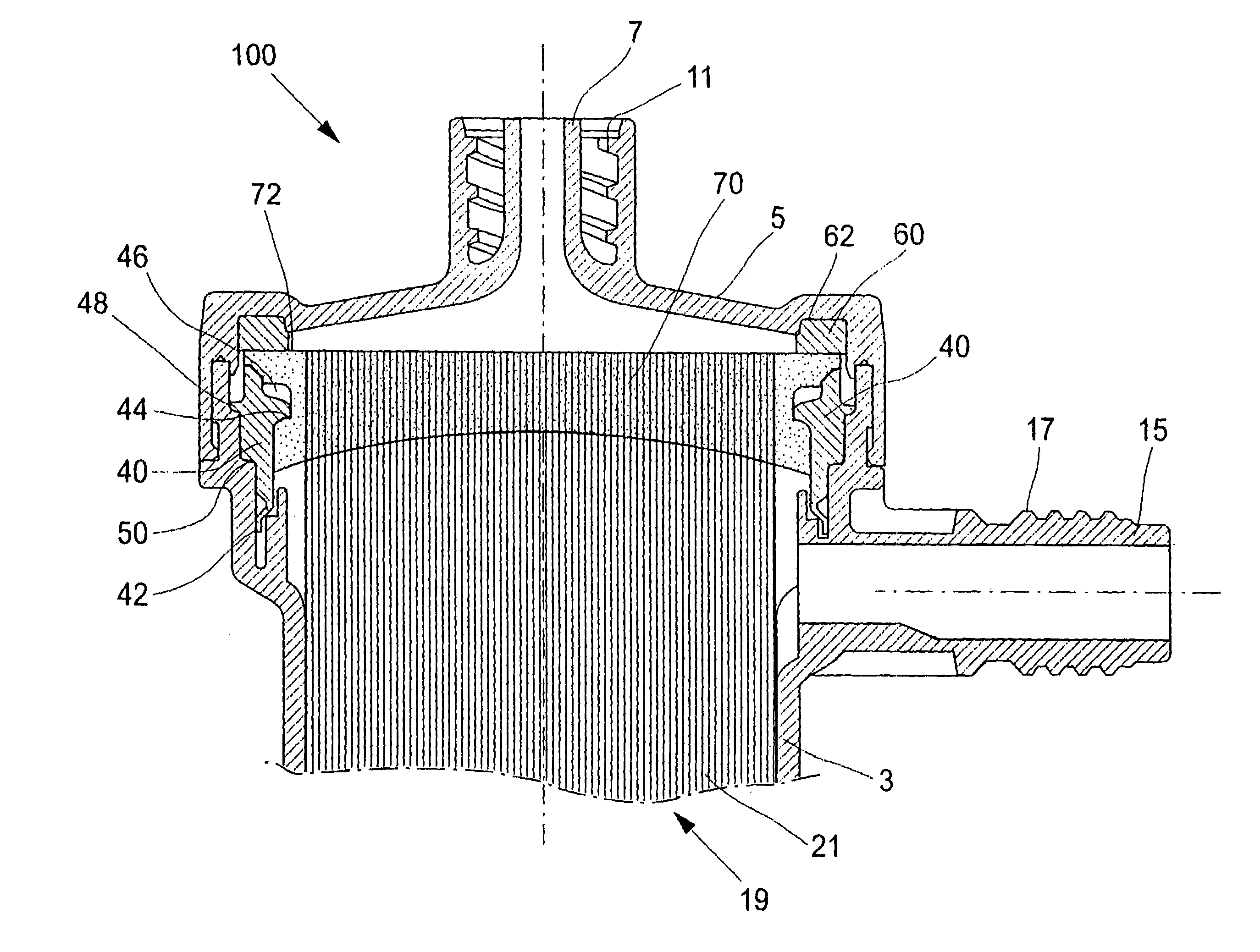 Filter comprising membranes made of hollow fibers