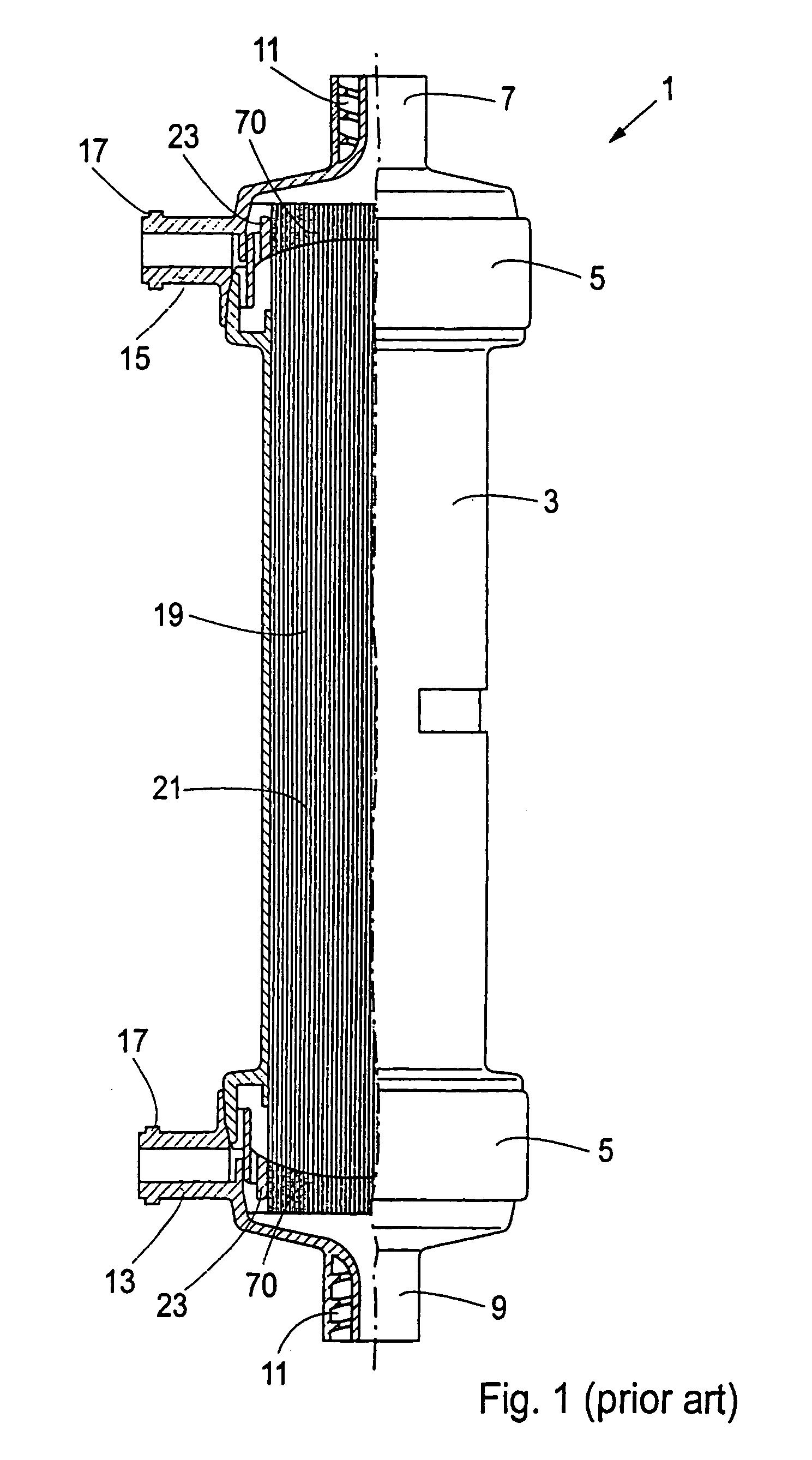 Filter comprising membranes made of hollow fibers