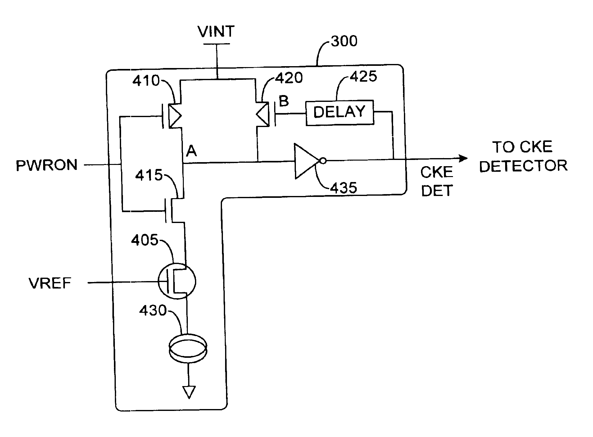 Reference voltage detector for power-on sequence in a memory