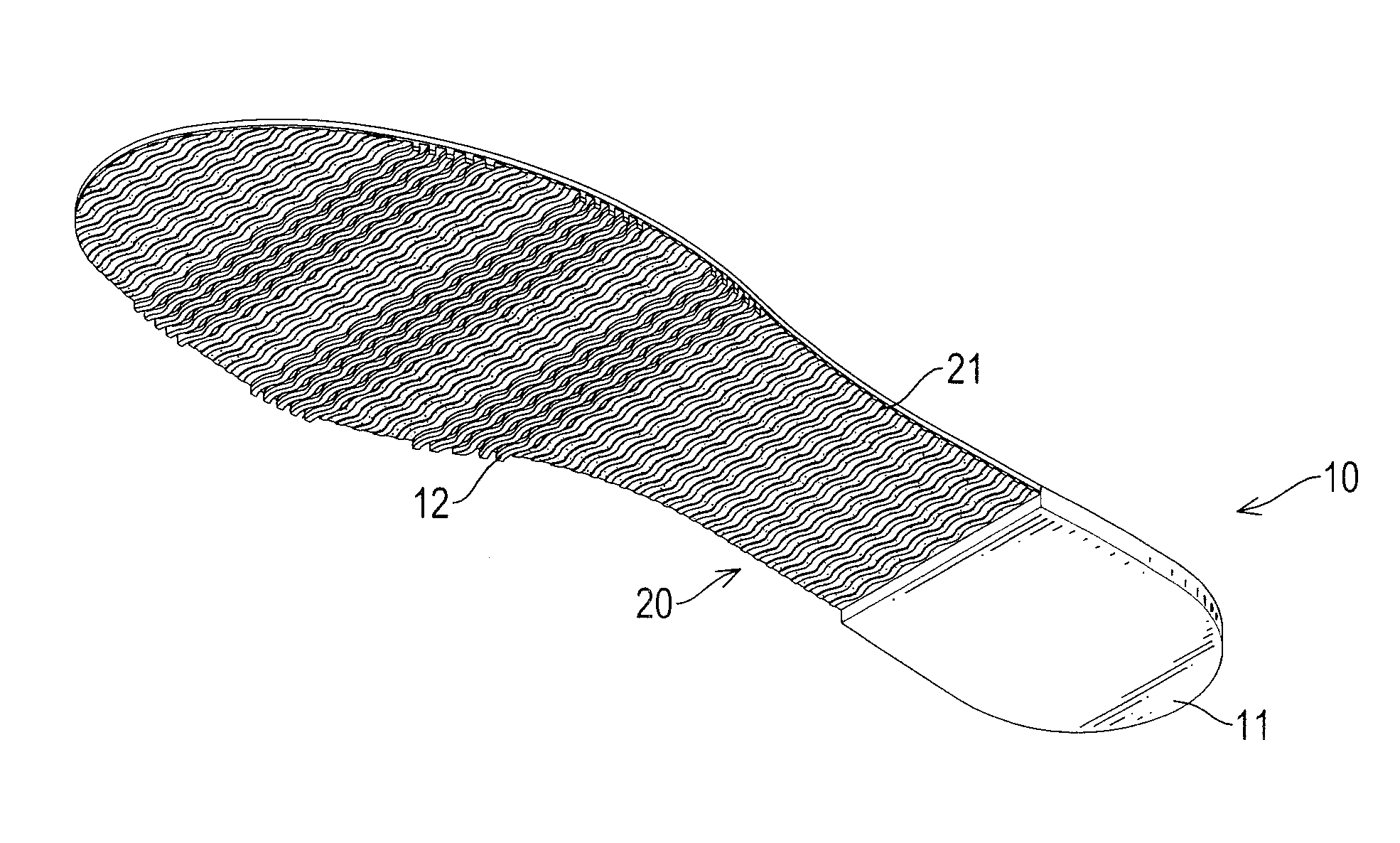 Outsole with an embedded fabric layer
