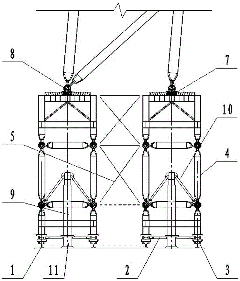 Device and construction method for alternatively jacking hyperbolical closed type steel grid structure step by step