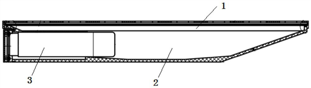 Large-area beta detector with multi-region window and manufacturing method