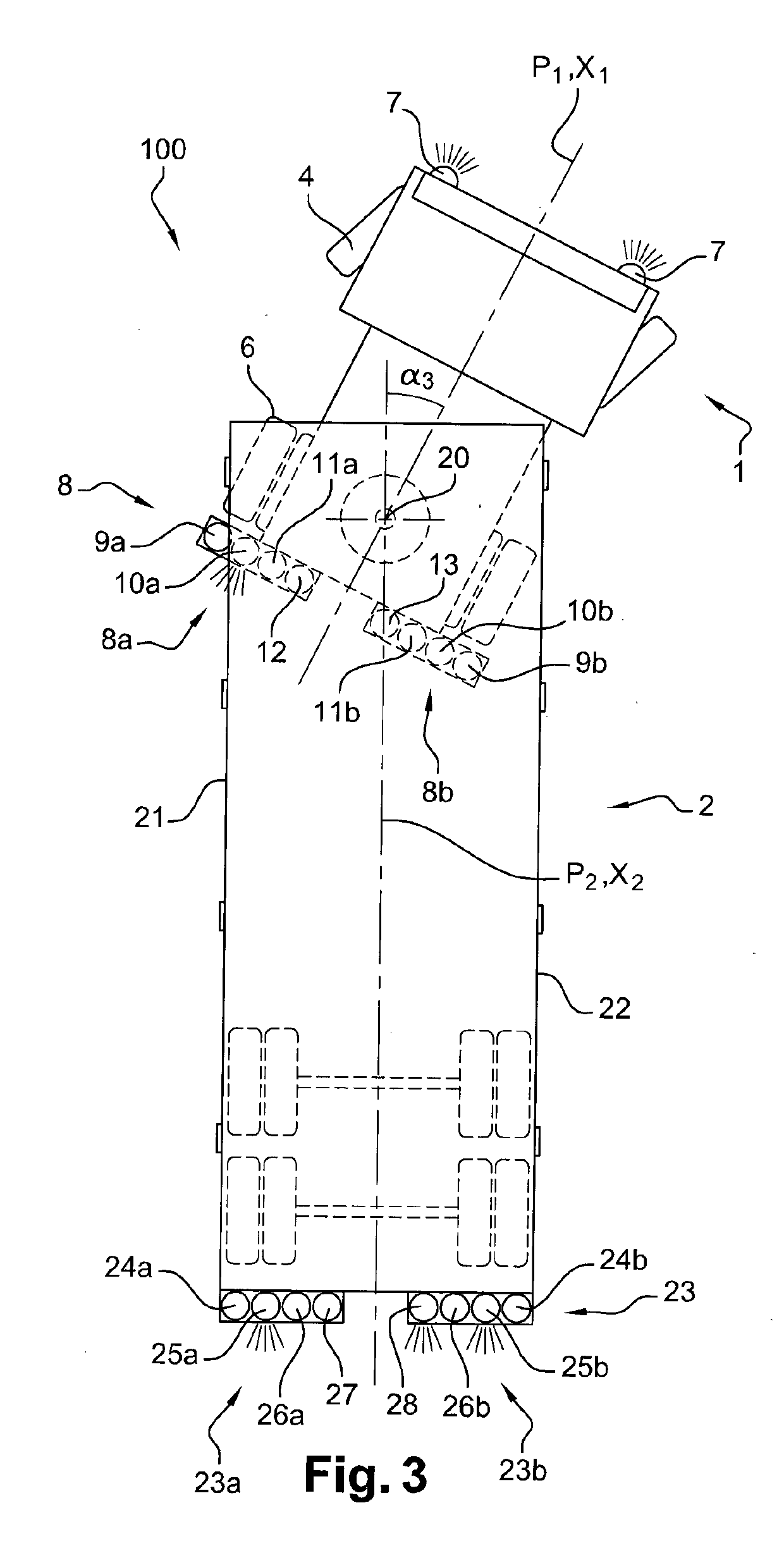 A method for controlling the operation of a rear light set of a vehicle cab