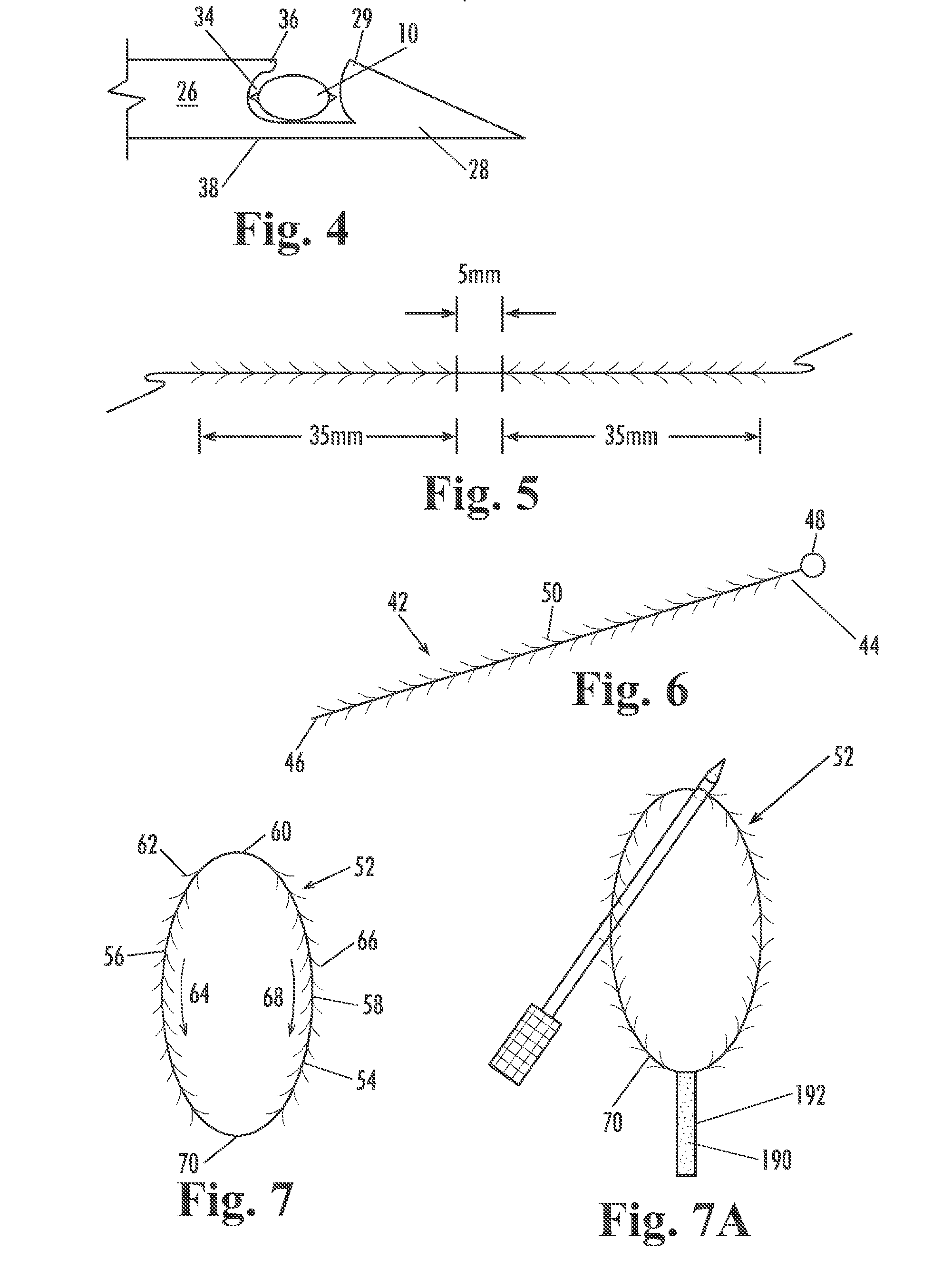 Length of self-retaining suture and method and device for using the same