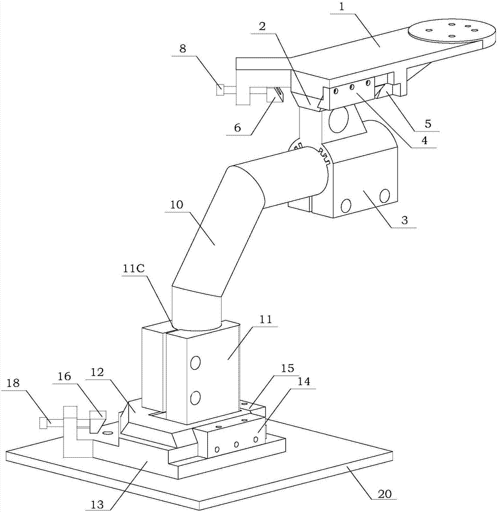 Clamp for assisting mechanical arm-universal sensor testing system in realizing knee joint biomechanical test