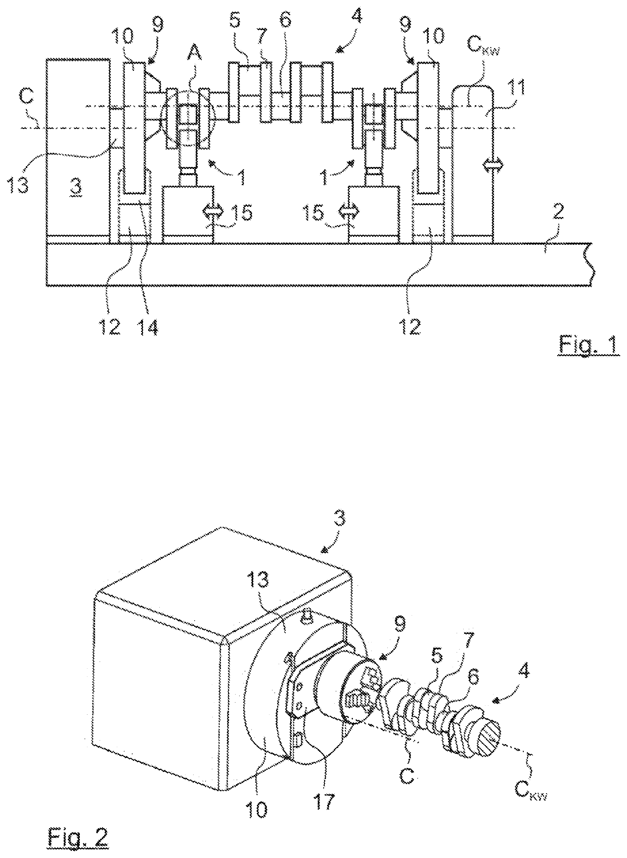 Method and device for the impact treatment of transition radii of a crankshaft