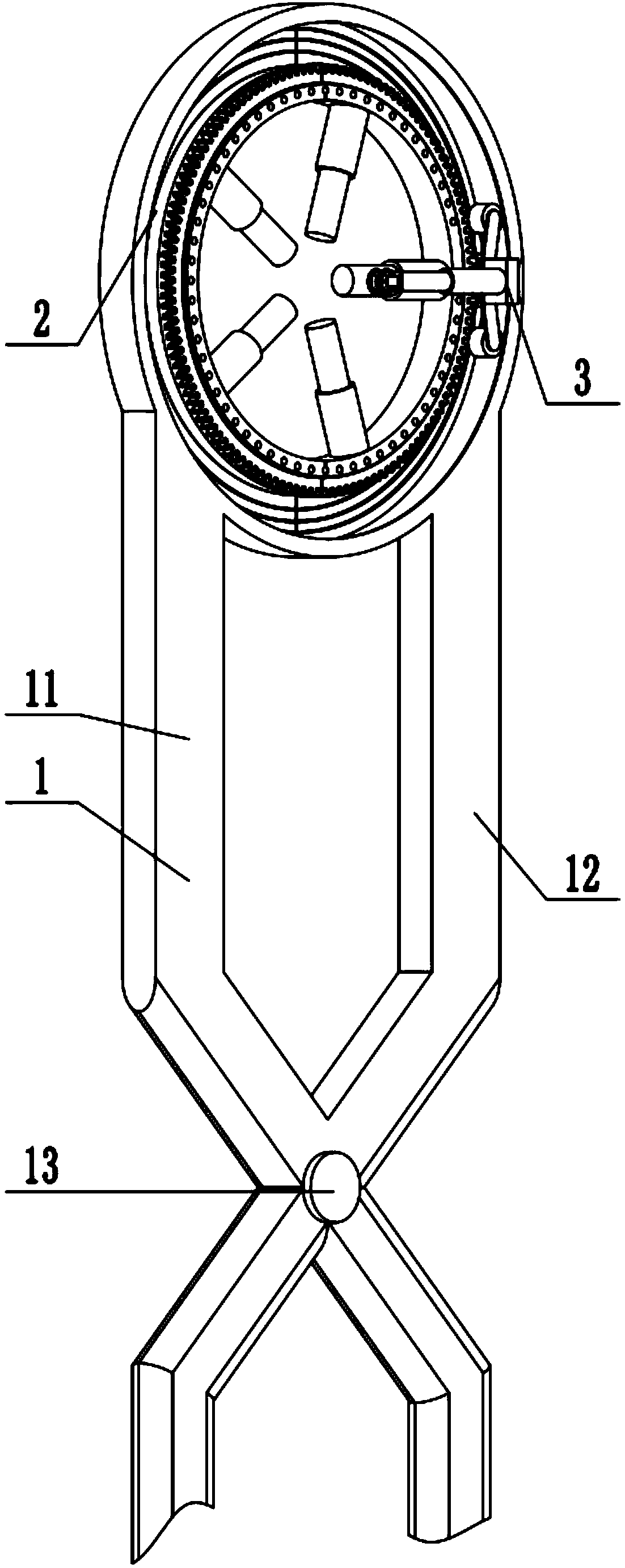 Electric fruit tree ring cutting tong based on gear