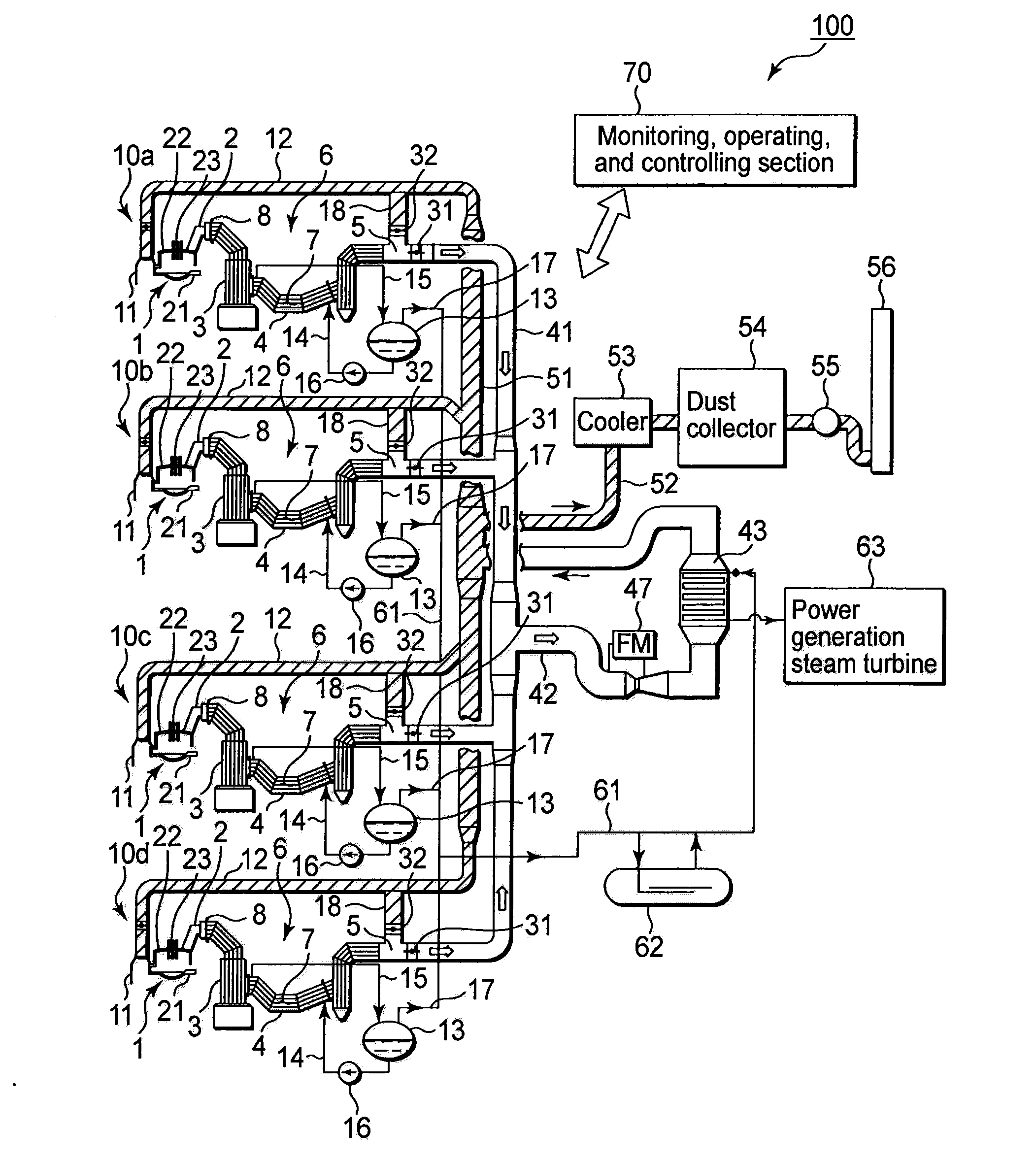 Waste heat recovery structure for steel making electric arc furnaces, steel making electric arc furnace facility, and waste heat recovery method for steel making electric arc furnaces