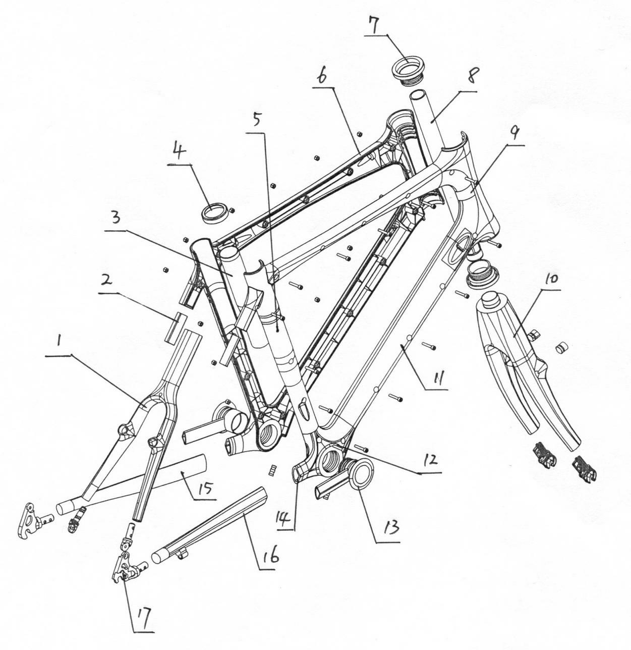 Injection-molded bicycle frame by using carbon-plastic material