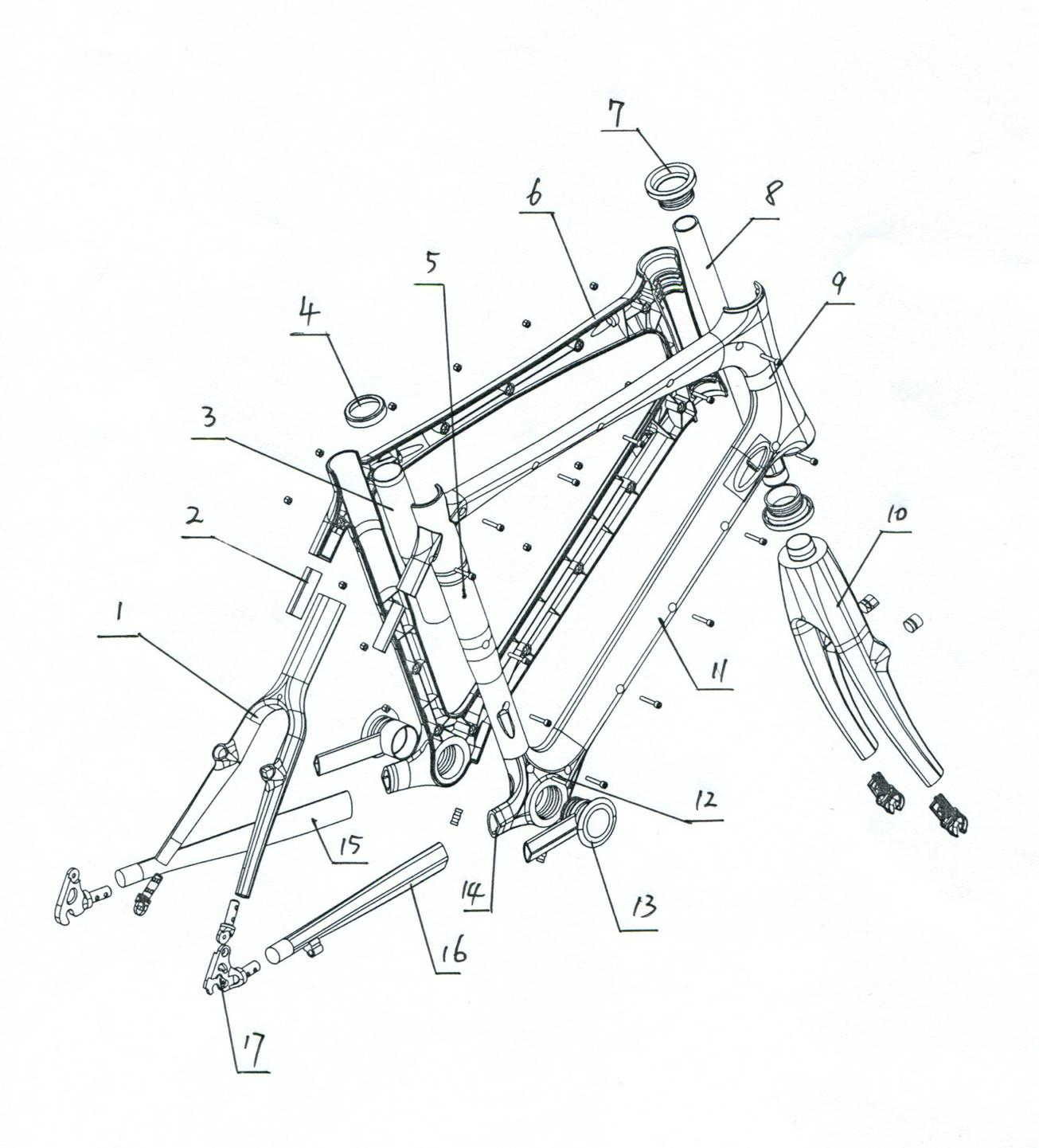 Injection-molded bicycle frame by using carbon-plastic material