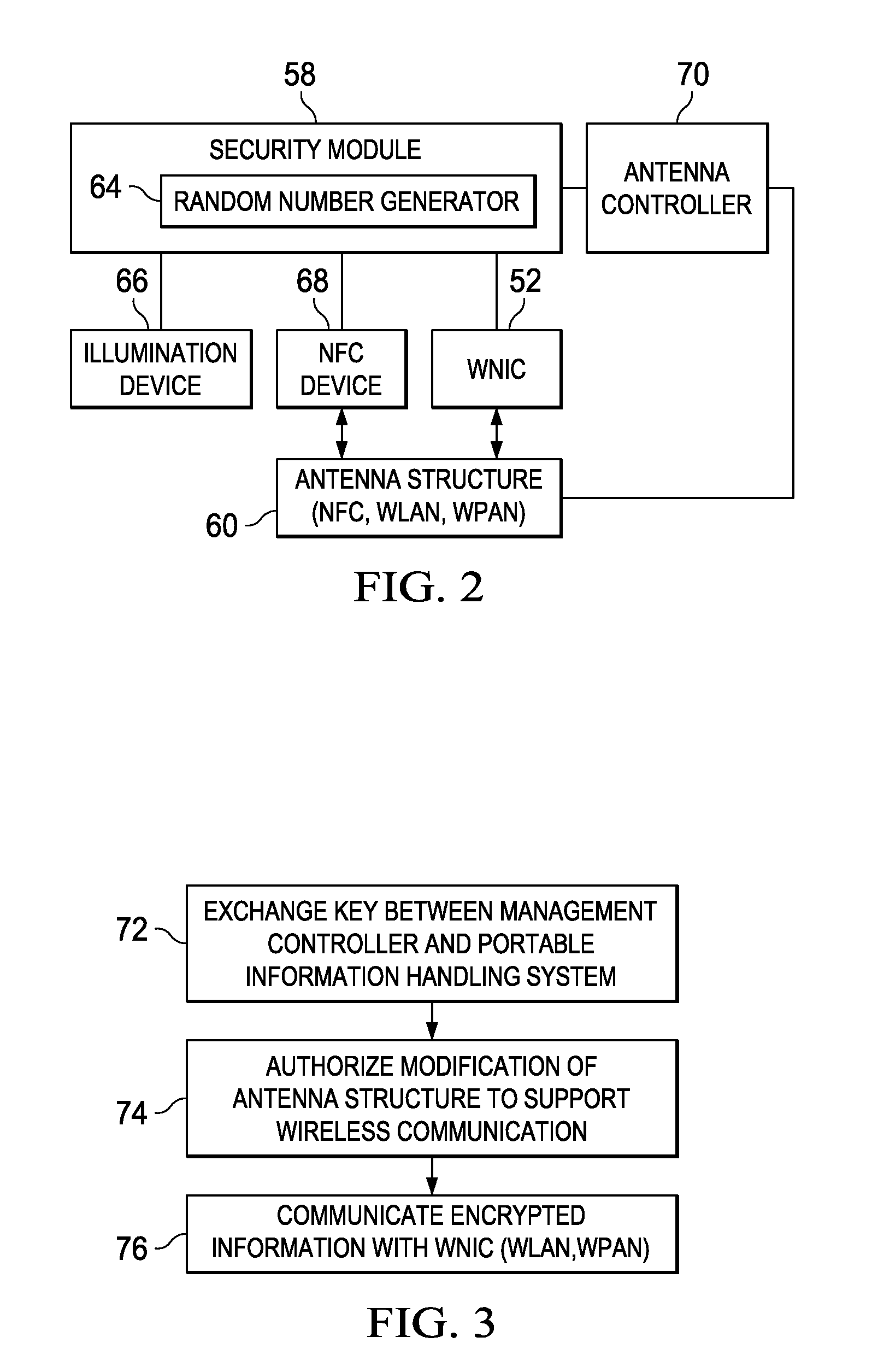 Information handling system secure RF wireless communication management with out-of-band encryption information handshake