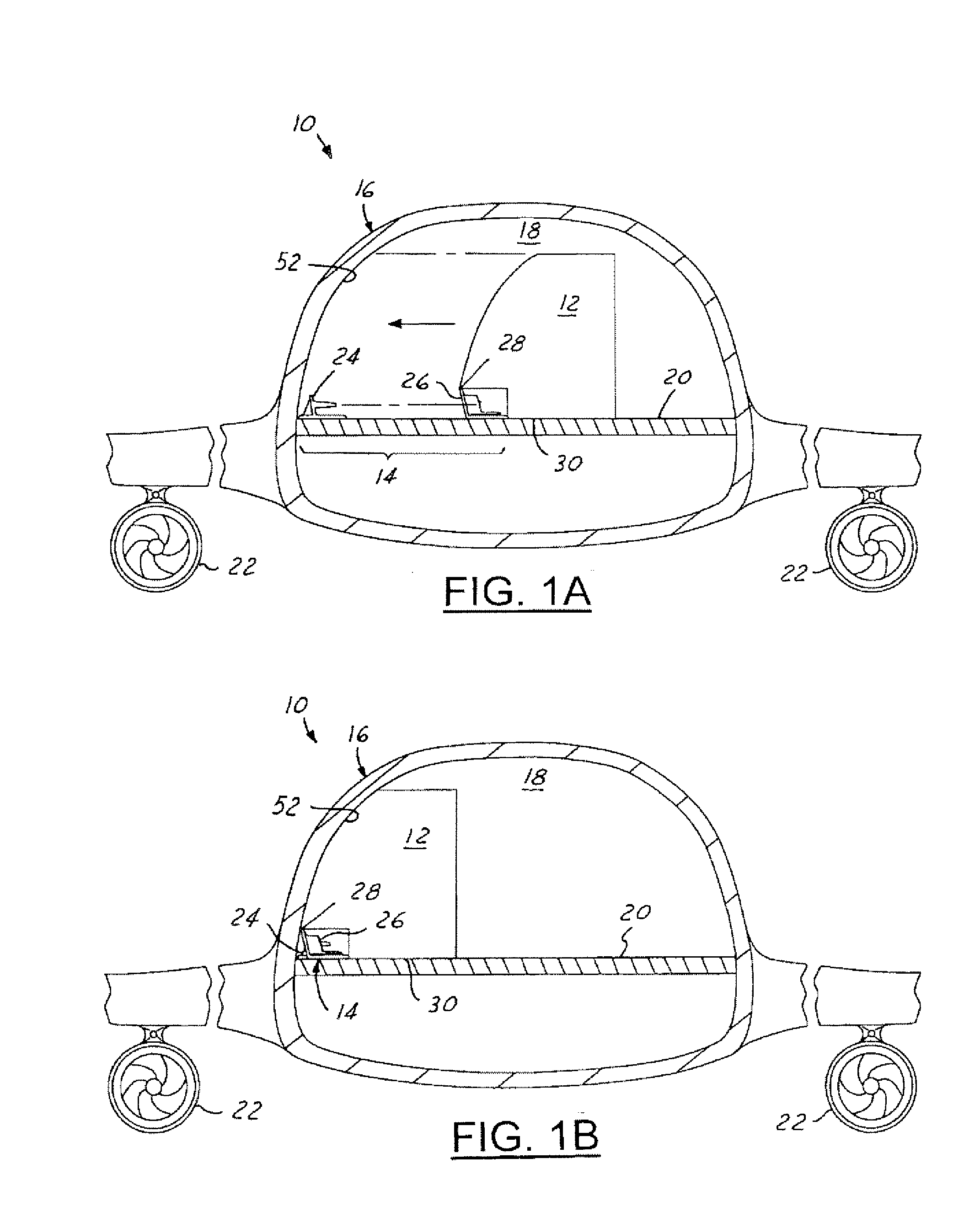 Self-locating fastening assembly and method for integrating a monument within an aircraft