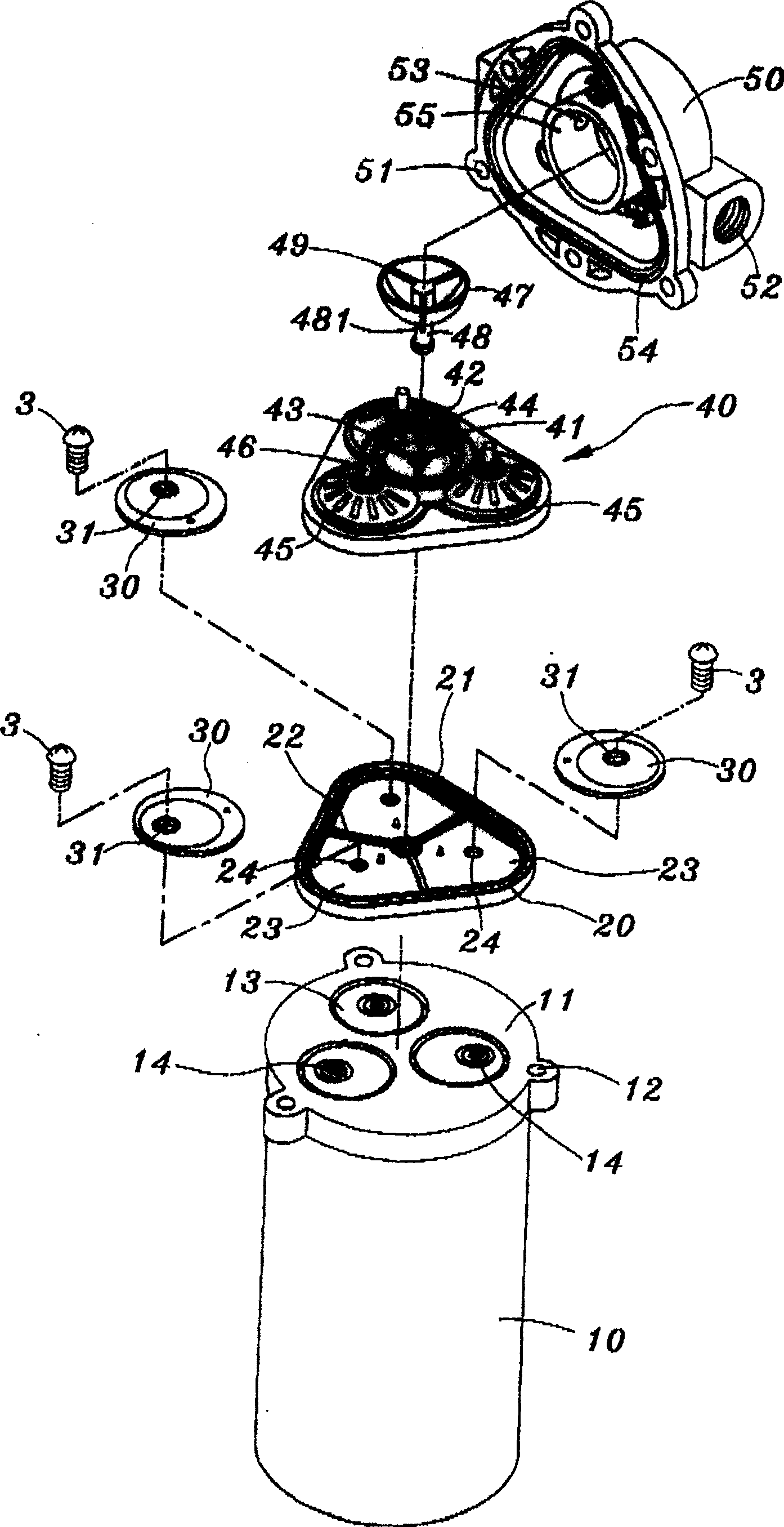 Method and construction for preventing water leakage in diaphragm type compression pump