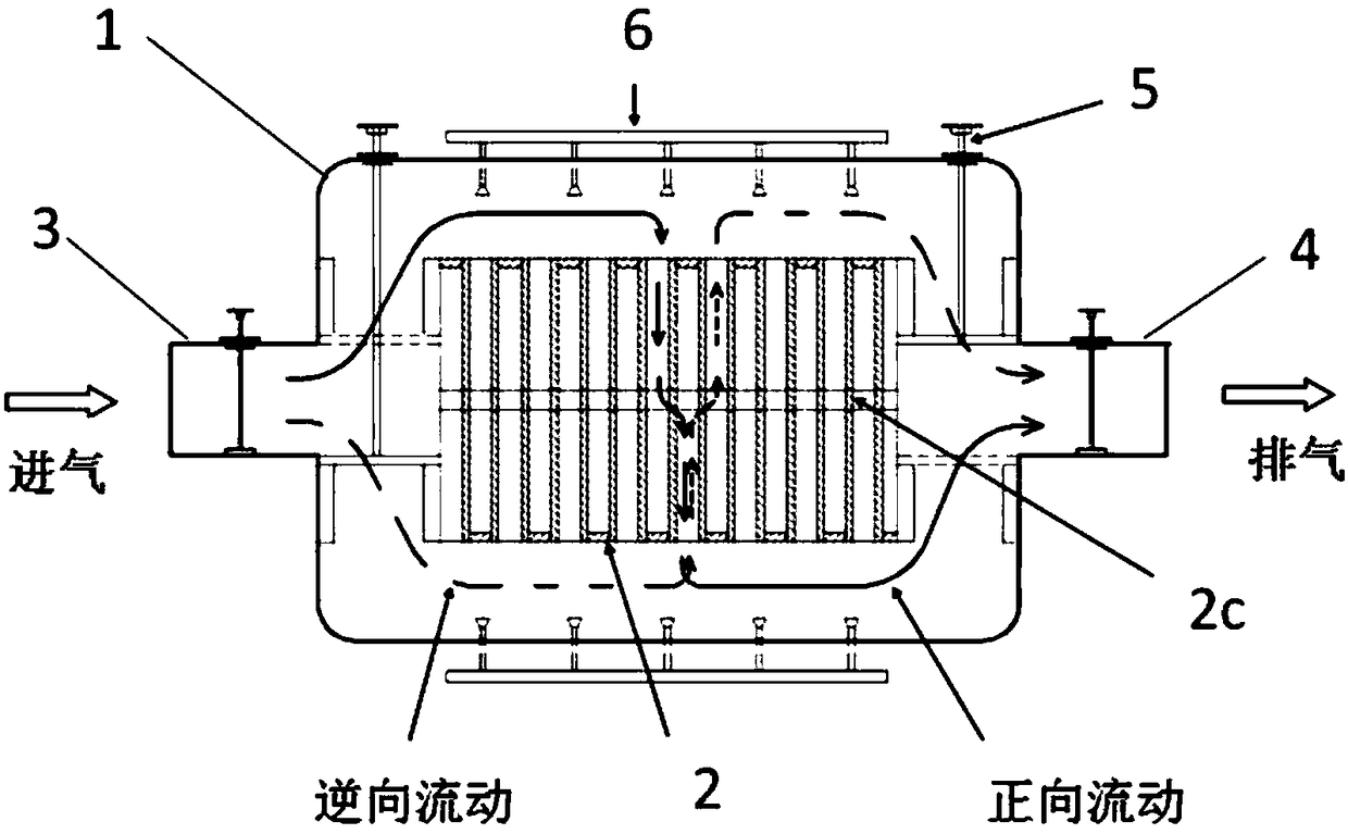 Reciprocated flowing type marine diesel engine continuous catalyzing regenerating diesel oil particle filter