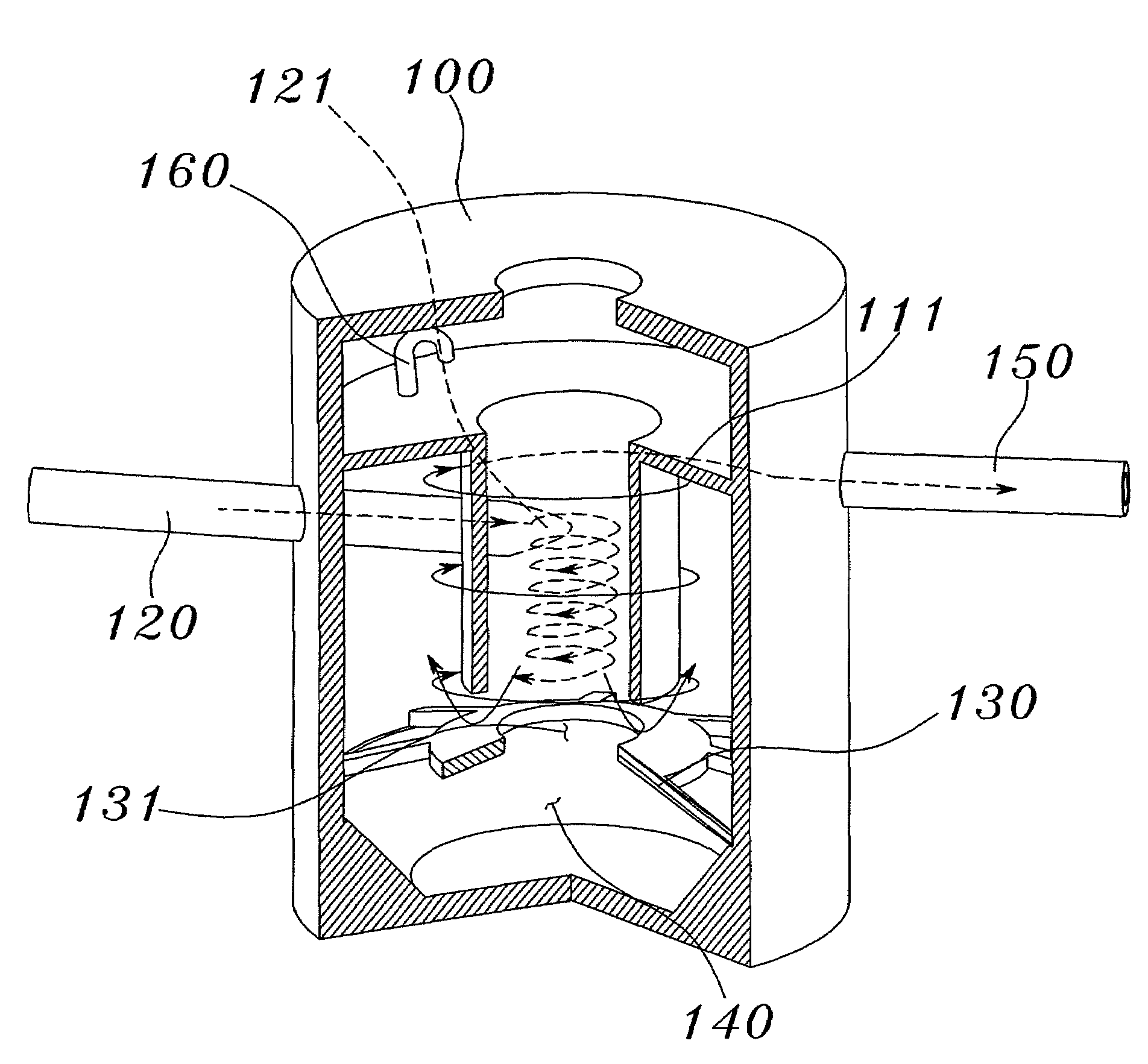 Vortex separator for separating floating and settling substances from centrally inflowing storm-water