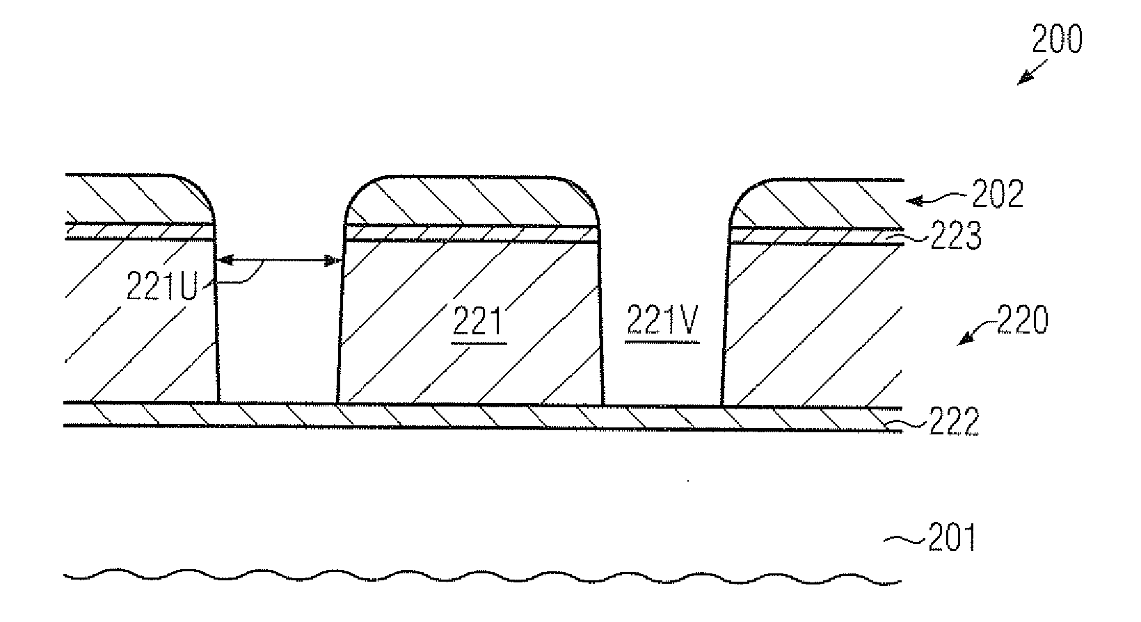 Metallization system of a semiconductor device comprising rounded interconnects formed by hard mask rounding