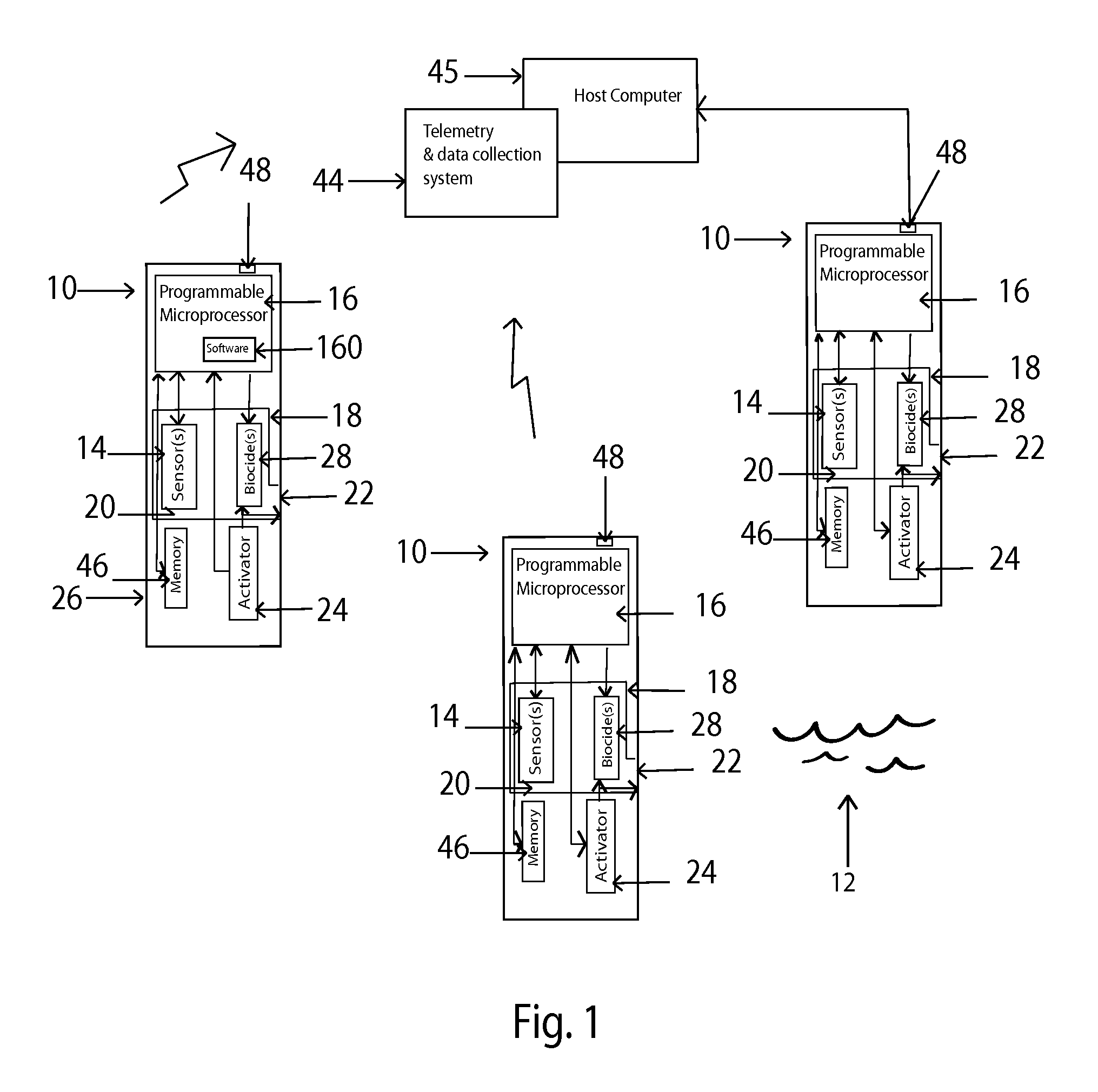 Autonomous device with biofouling control and method for monitoring aquatic environment