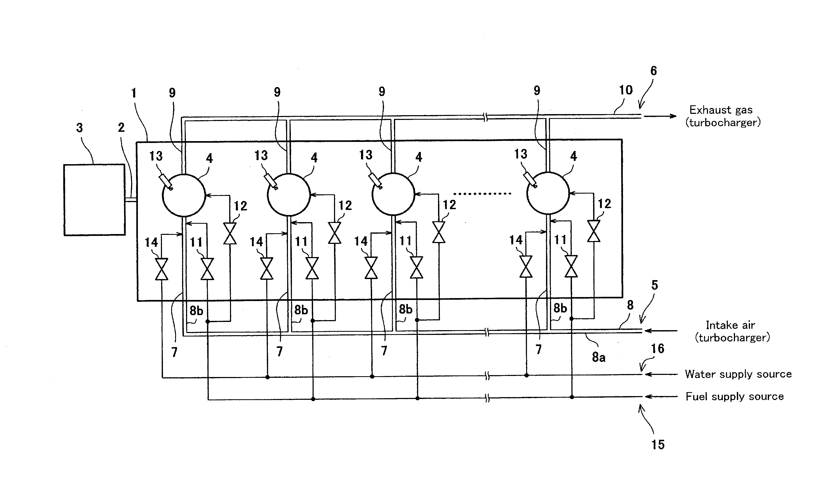 Gas engine, control system and control method for gas engine