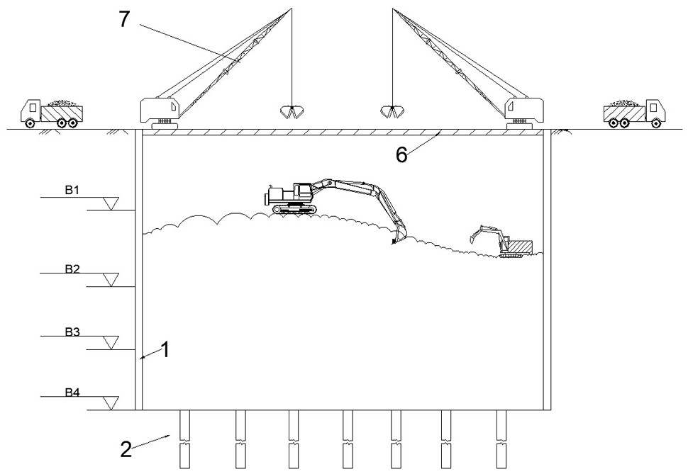 Semi-reverse construction method for large-span corridor structure along street