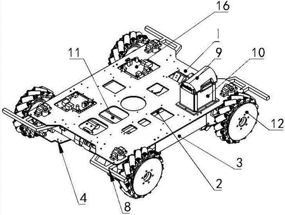 Robot chassis capable of achieving omnidirectional movement and independent line patrol