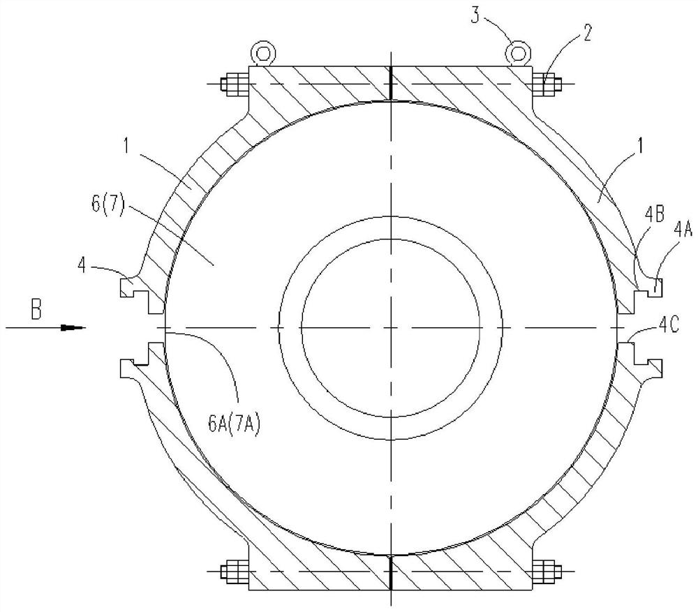 Quick dismounting device for clamping ring of model nozzle of carbon extruding machine