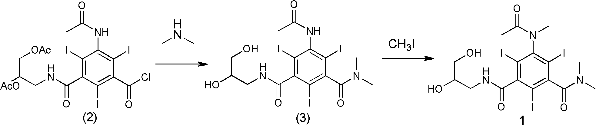 Low-osmotic-pressure triiodo-benzene compound contrast agent