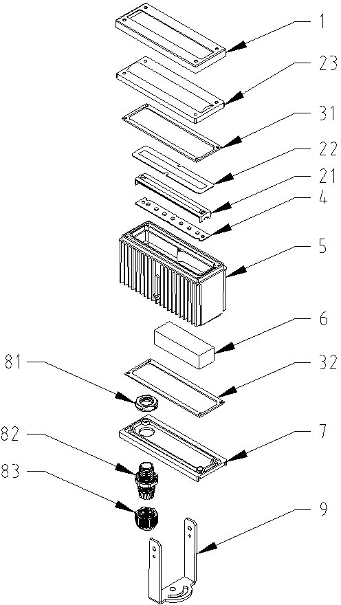 Light emitting diode (LED) narrow beam floodlight