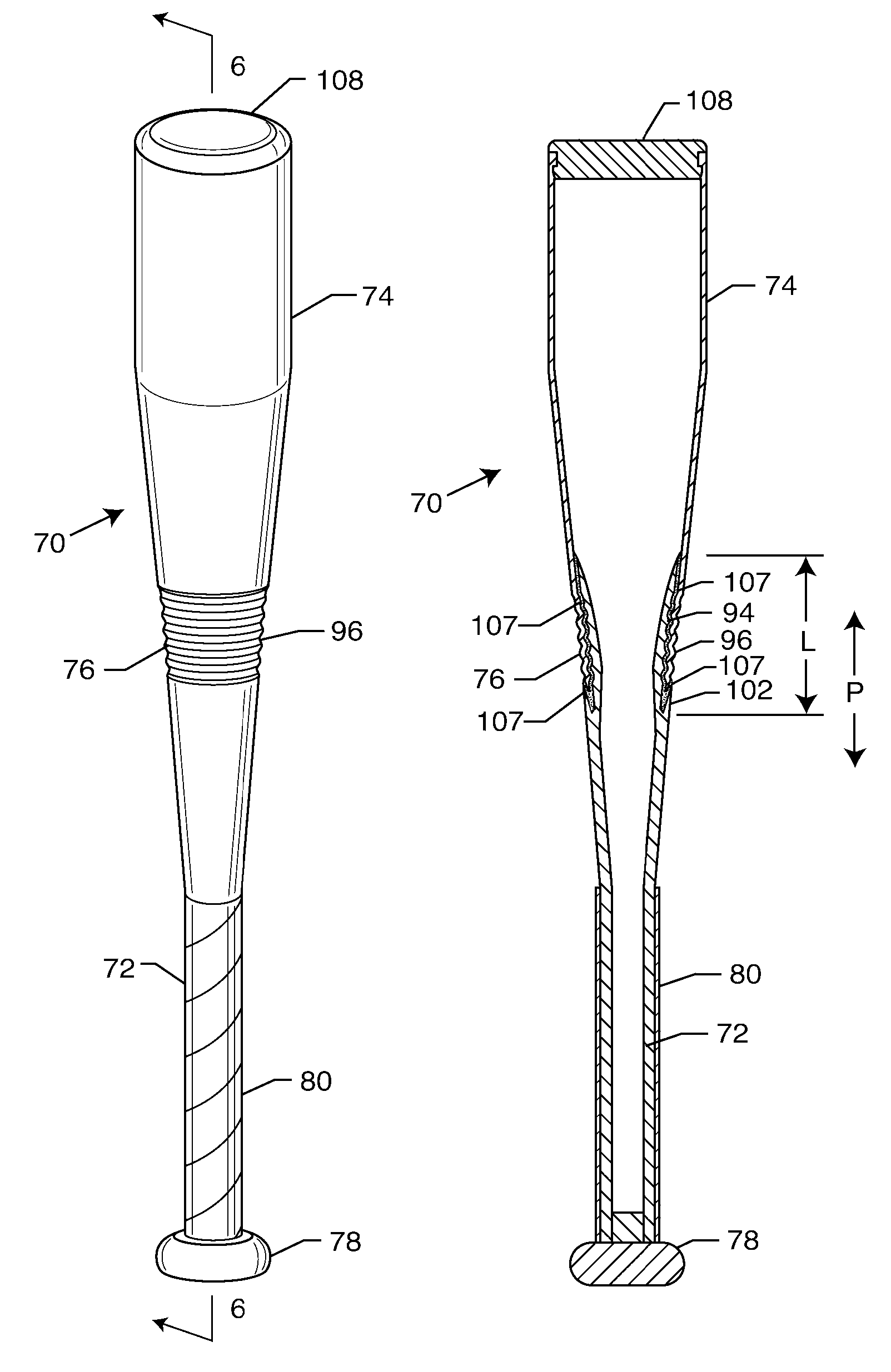 Multi-component bat having threaded connection and assembly process
