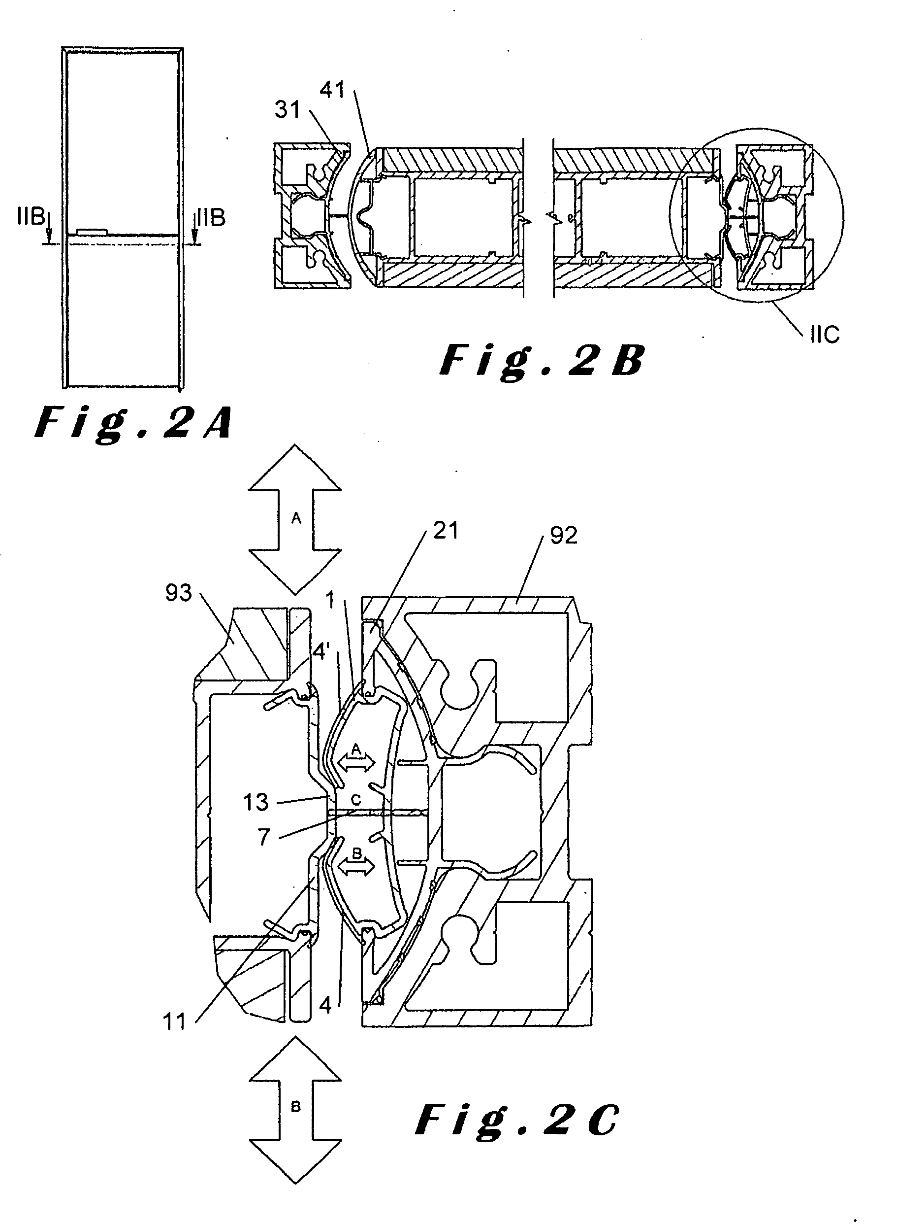 Door with closing profile and integrated ventilation