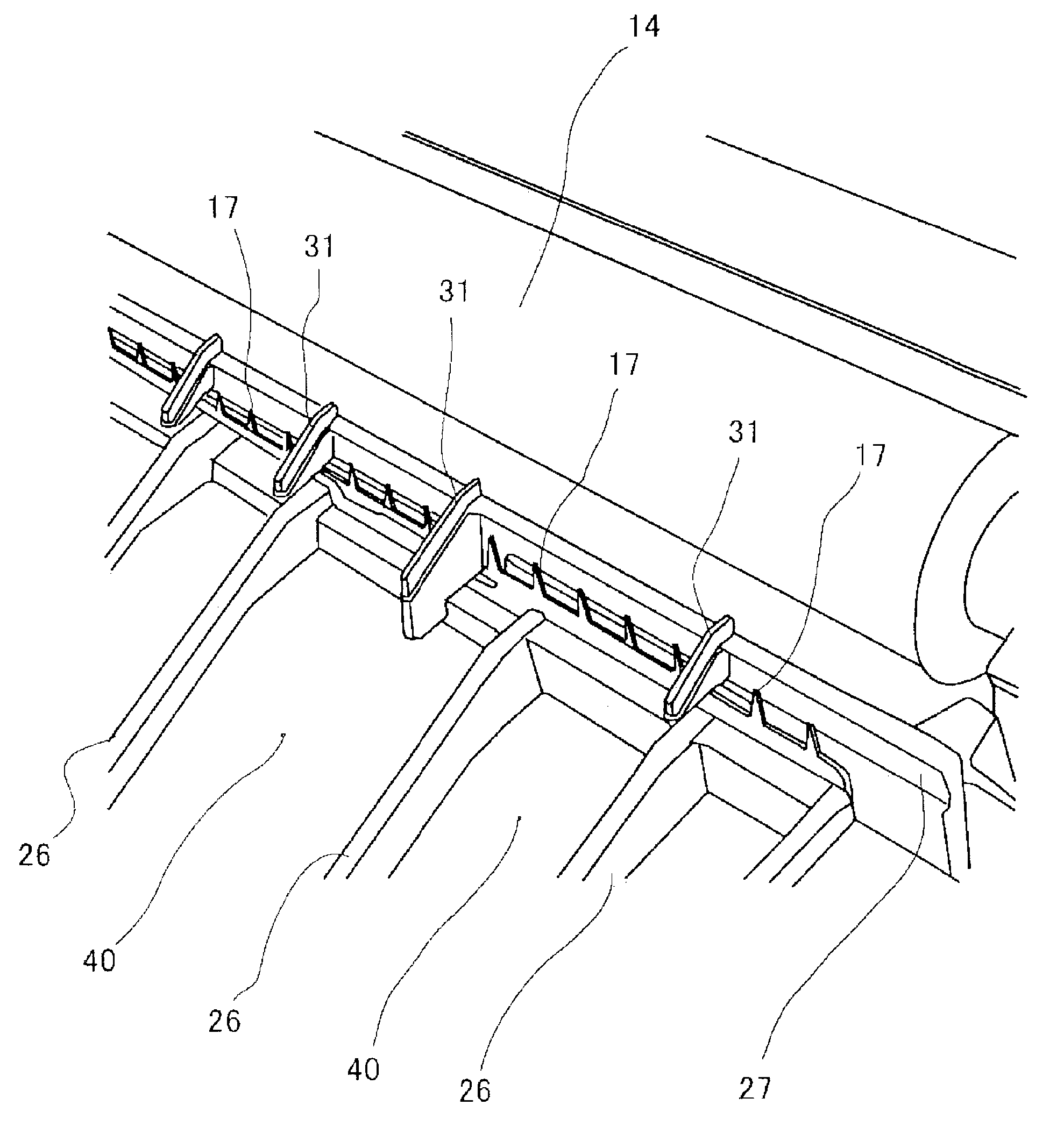 Image forming device having a conductive member with separation needles